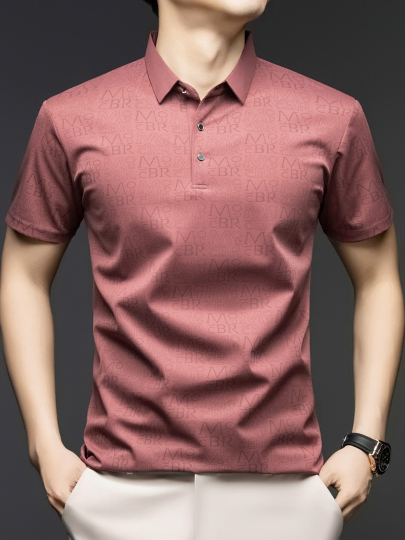Men's Plus Size Button Detail Short Sleeve Polo