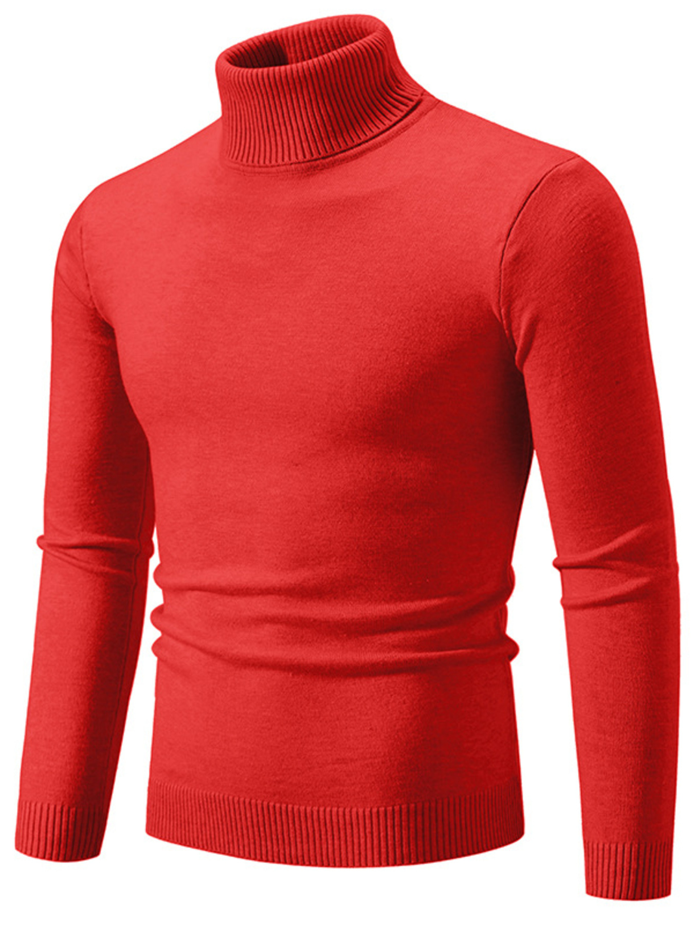 Men's Plus Size Ribbed Hem Turtleneck Long Sleeve Sweater