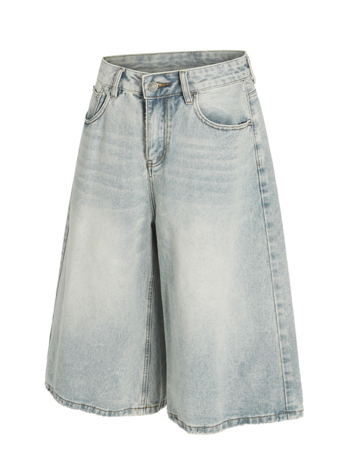 Men's High Waisted Wide Leg Denim Shorts