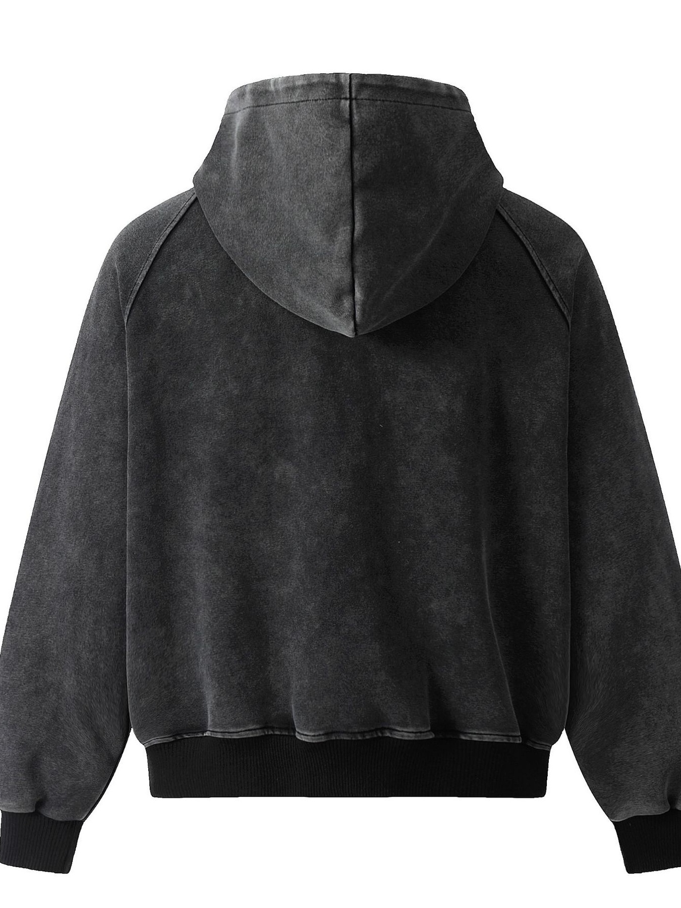 Men's Washed Zip Up Hoodie with Raglan Sleeves