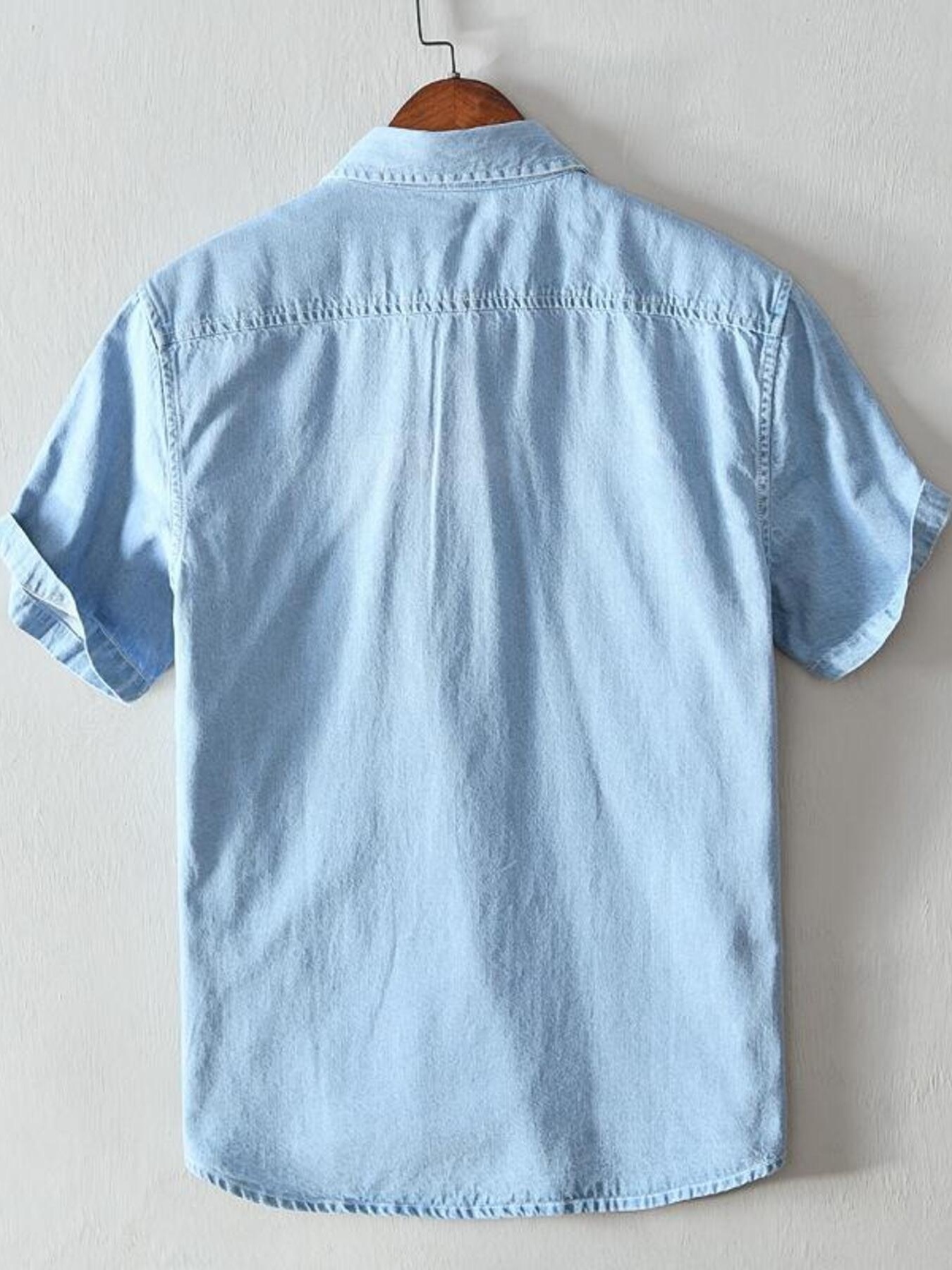 Men's Plus Size Button Up Short Sleeve Denim Shirt