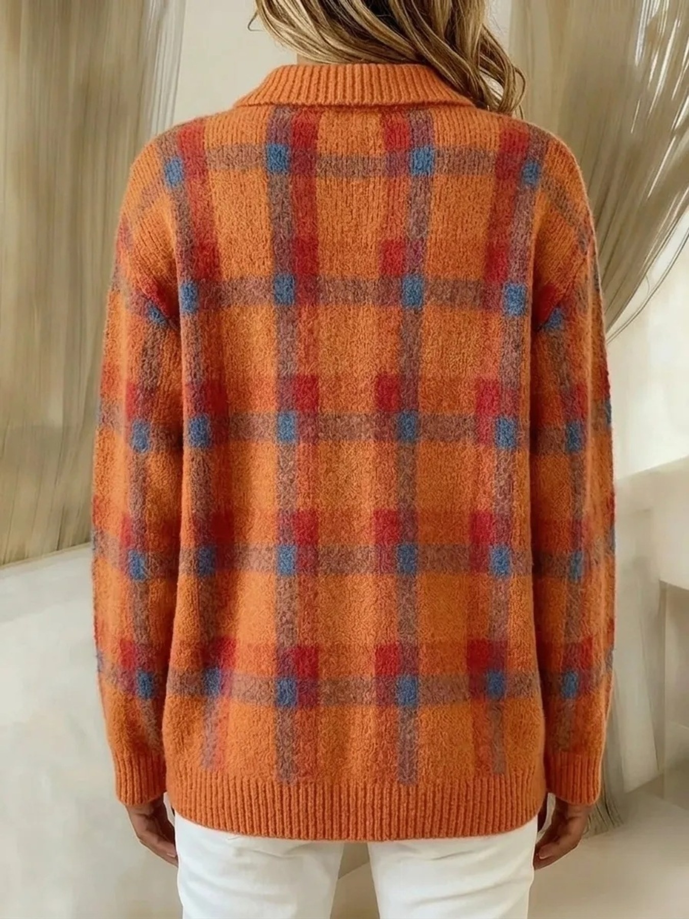 Plaid Button-Up Cardigan view 3