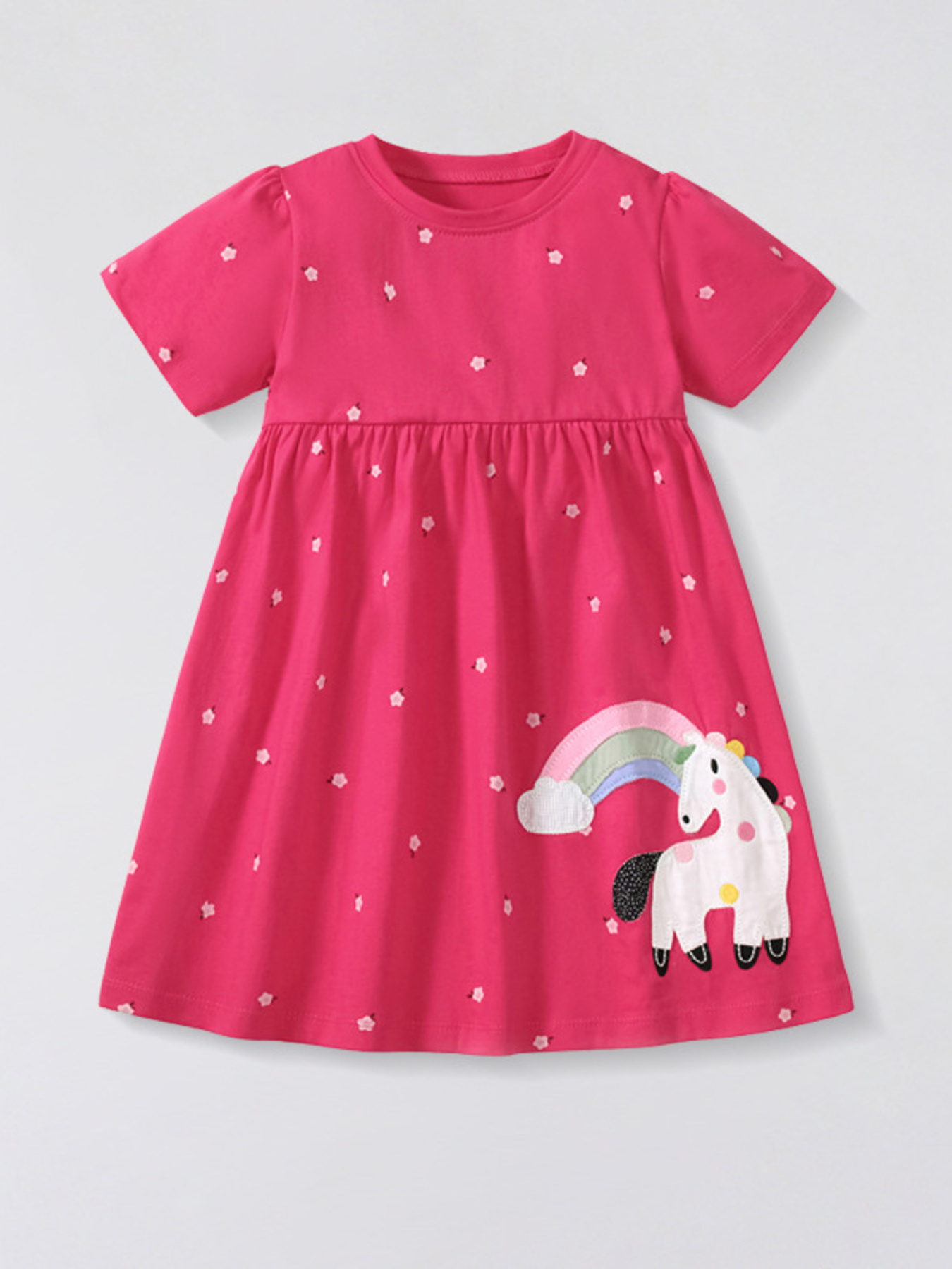 Children's Unicorn Polka Dot Round Neck Dress 1