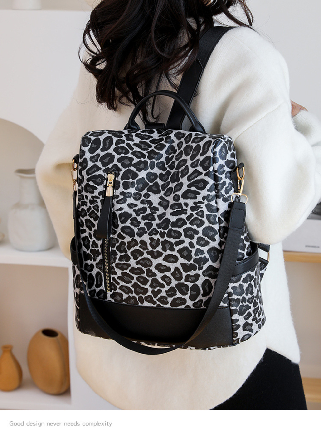Leopard Print Backpack Bag