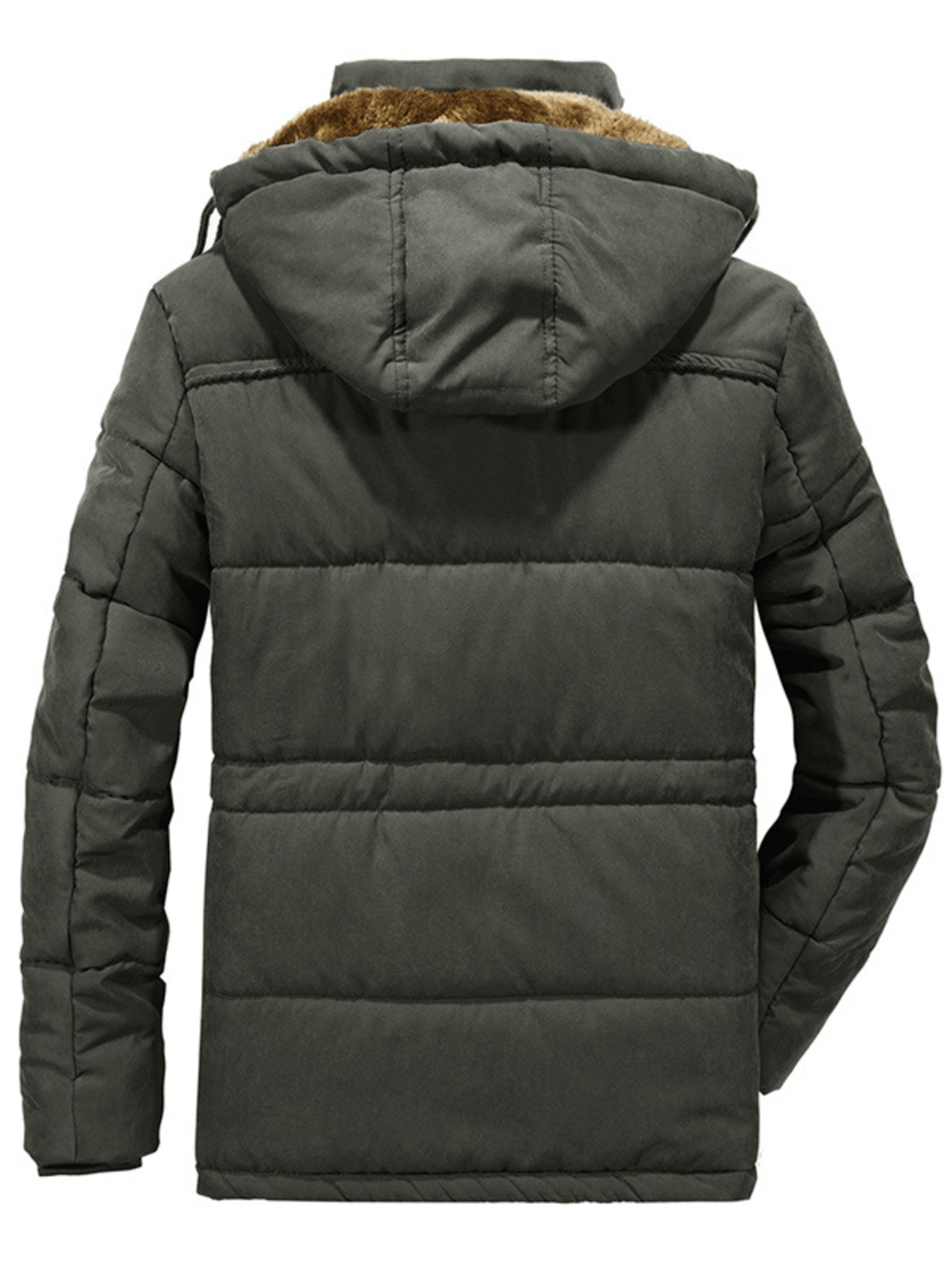 Men's Plus Size Hooded Zip Up Parka Coat