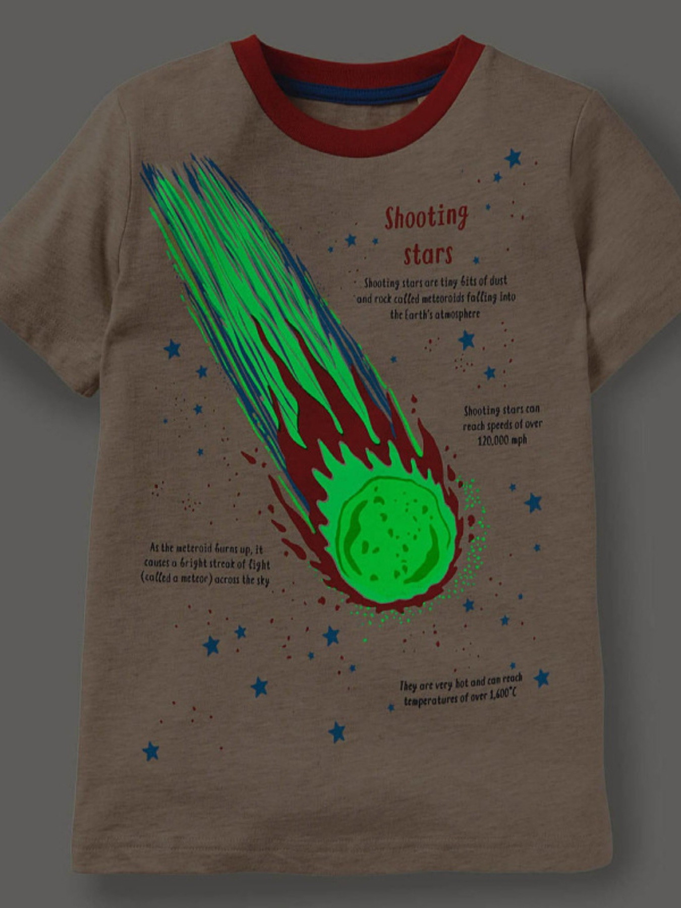 Children's Glow In The Dark Shooting Star Graphic Crew Neck T-Shirt