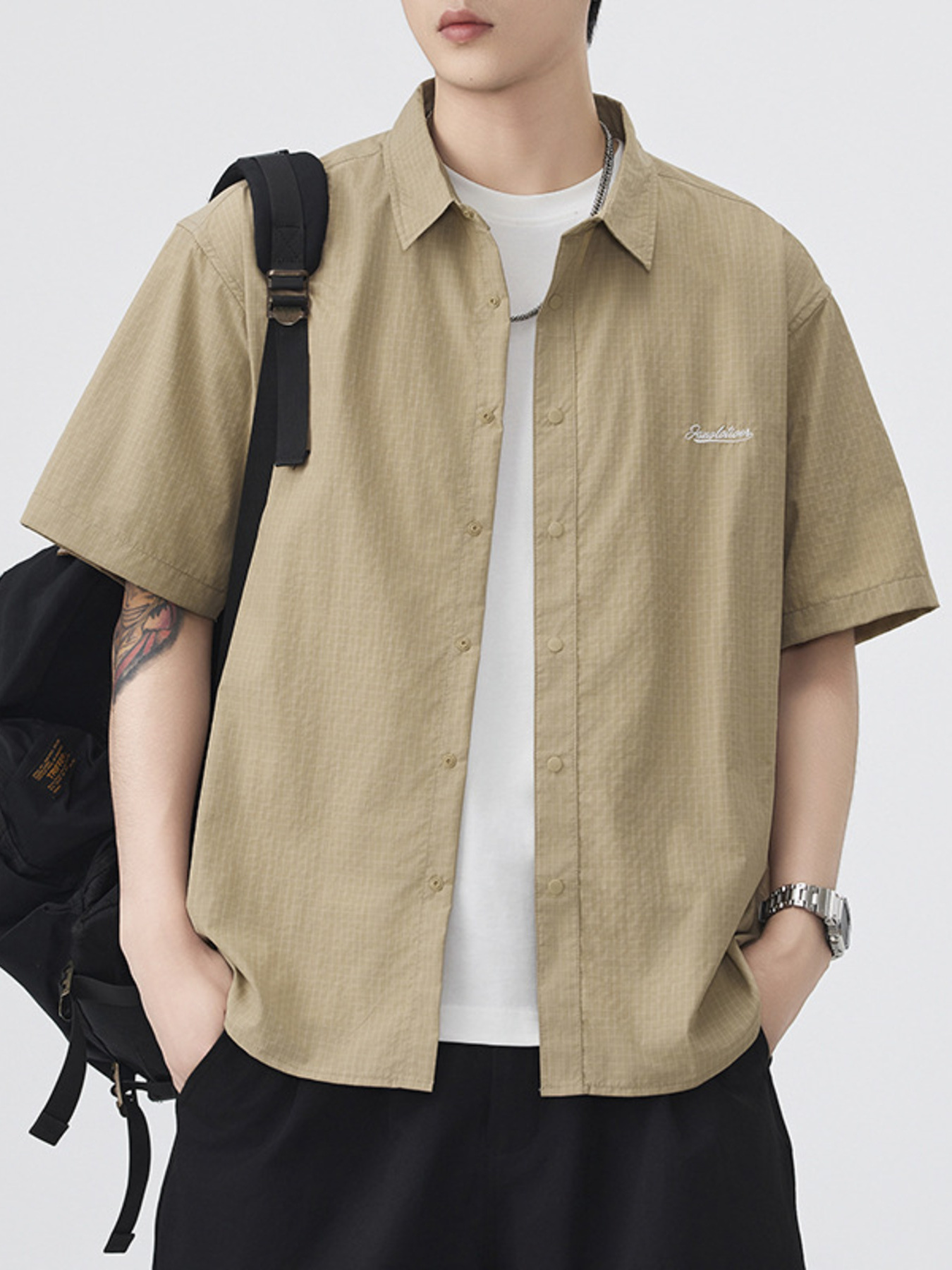 Men's Plus Size Button Up Half Sleeve Shirt