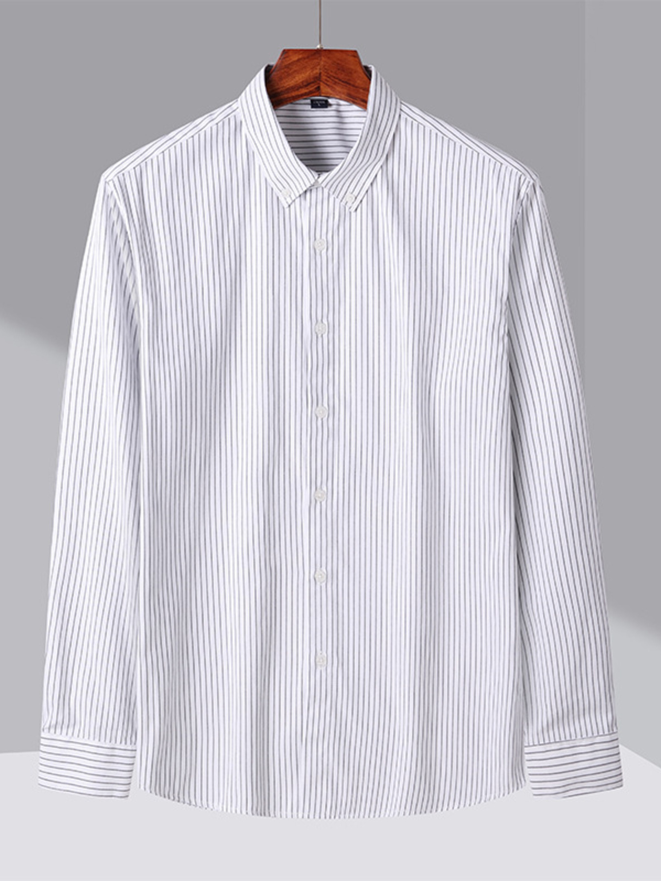Men's Full Size Casual Striped Button-Down Shirt Plus Size