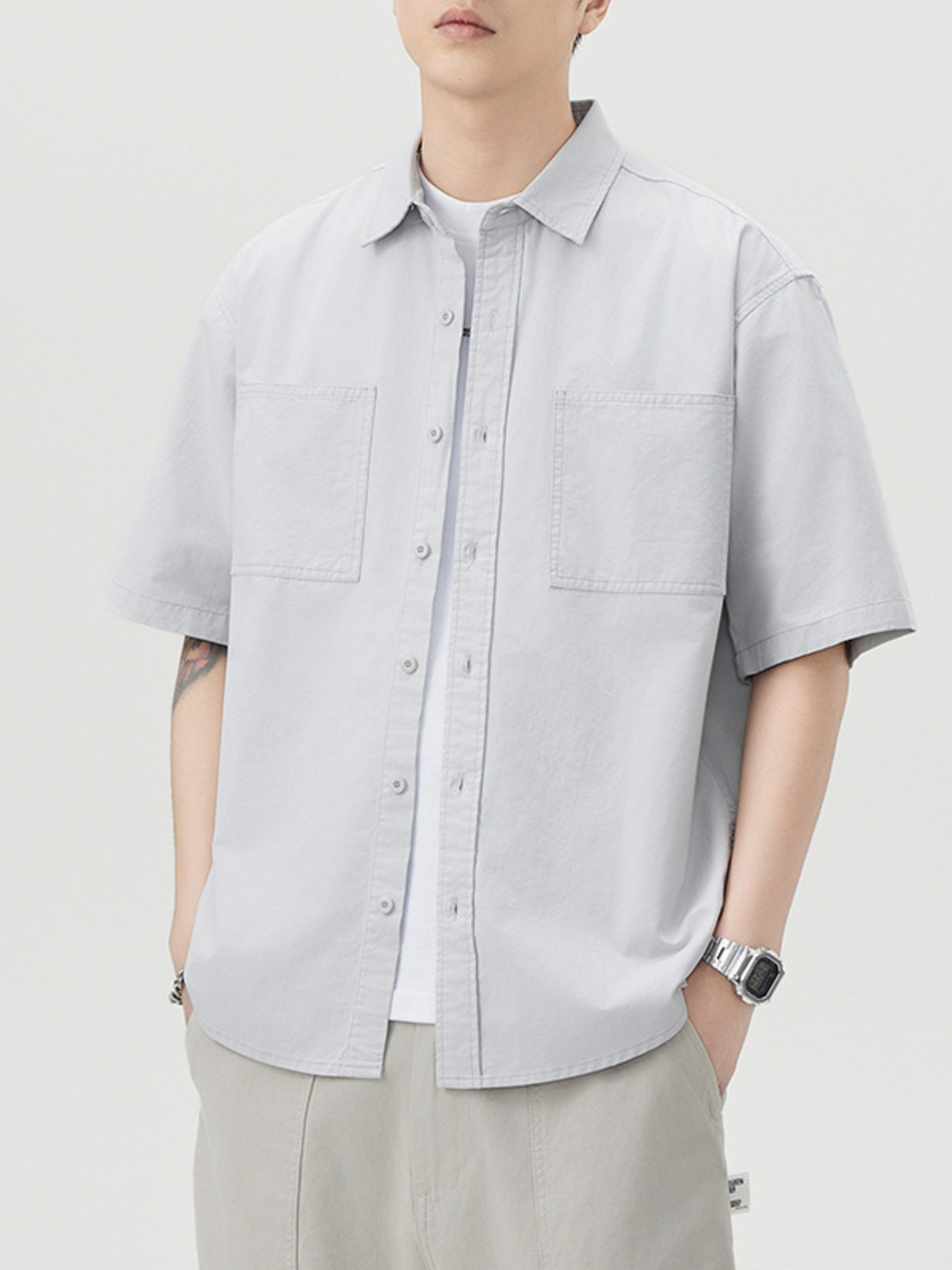 Men's Plus Size Button Up Half Sleeve Shirt