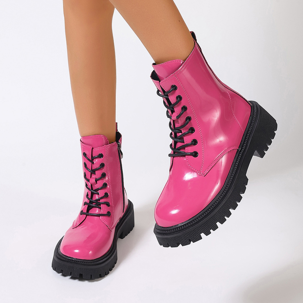 Lace-Up Platform Combat Boots