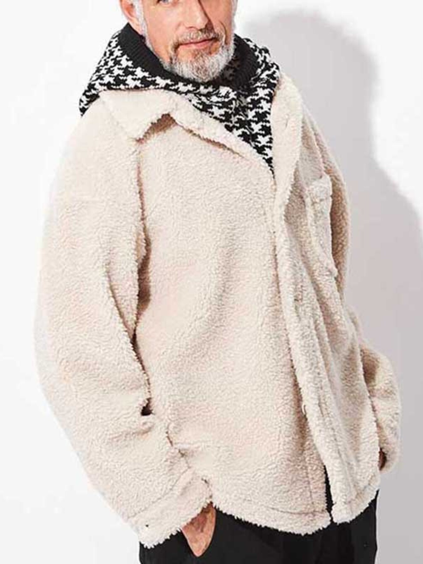 Men's Full Size Button Up Drop Shoulder Sherpa Jacket Plus Size