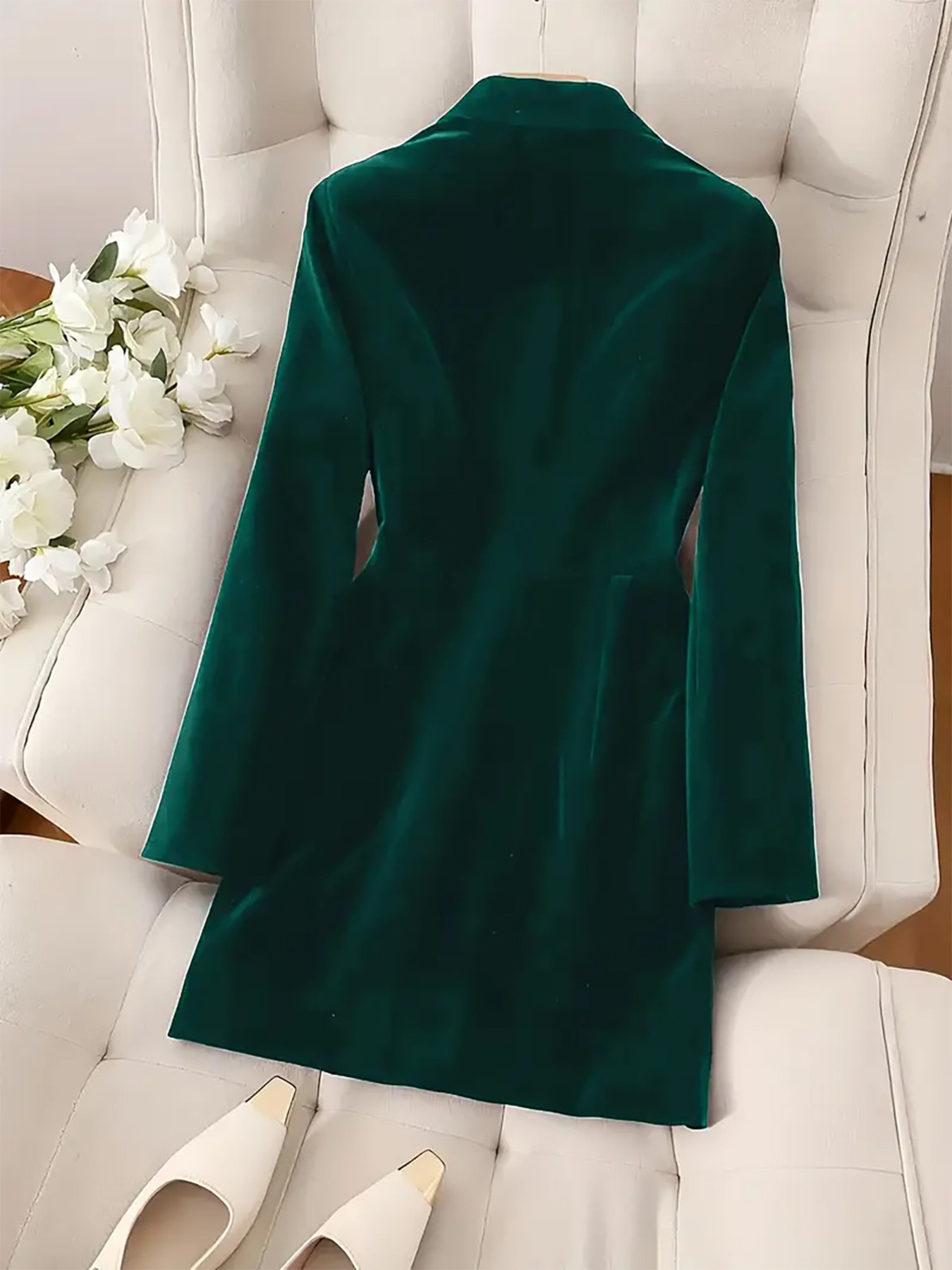 Velvet Double-Breasted Blazer Dress