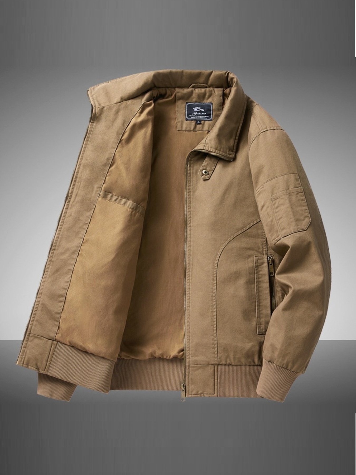 Men's Plus Size Casual Zip Up Bomber Jacket