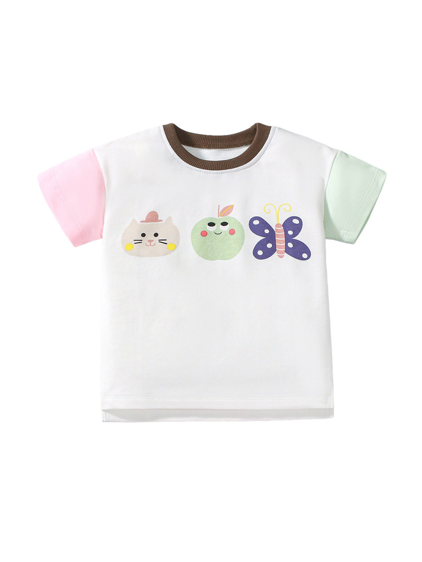 Children's Cartoon Graphic Color Block T-Shirt