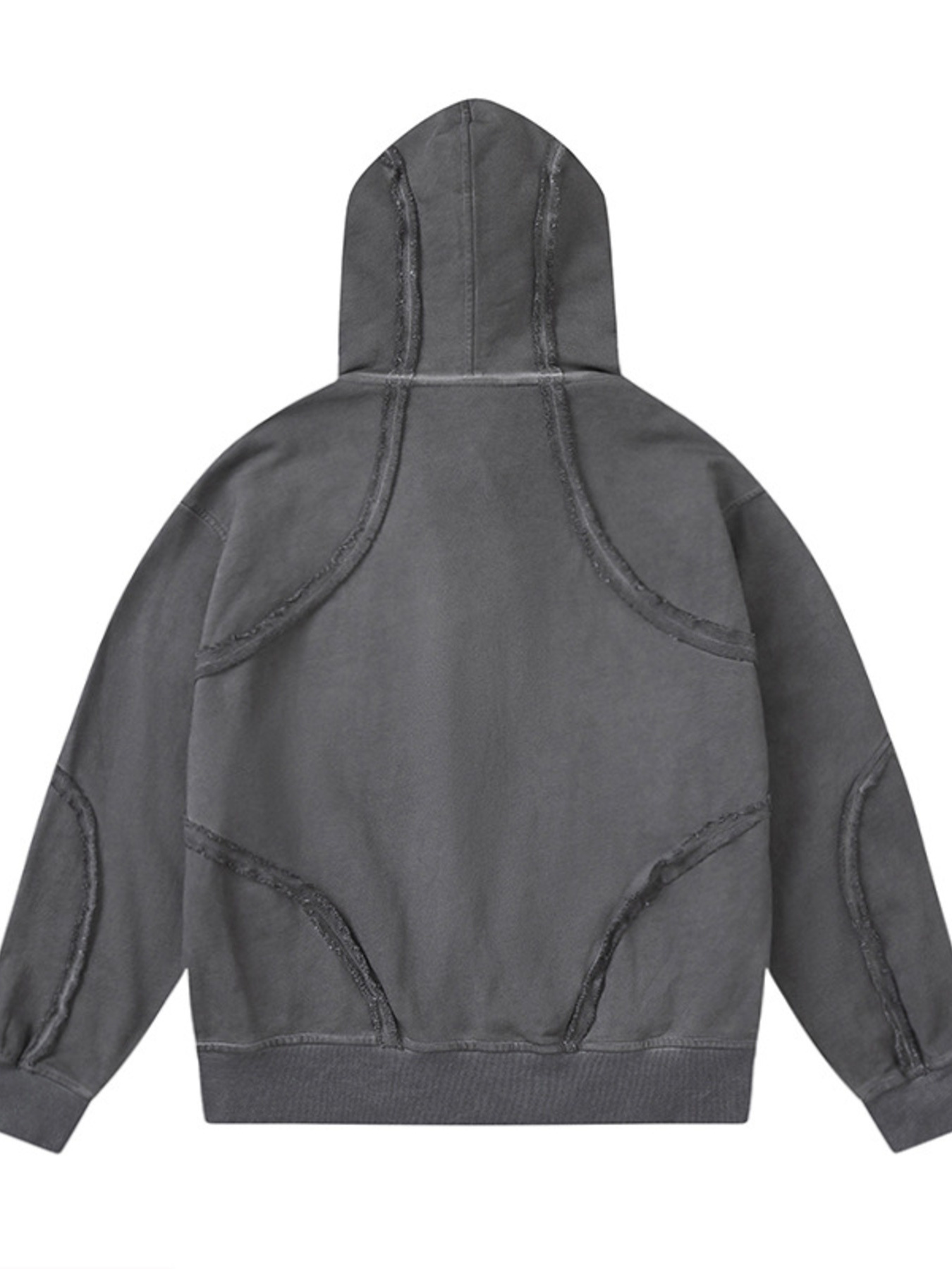 Men's Washed Zip-Up Hoodie with Raw Edge Details