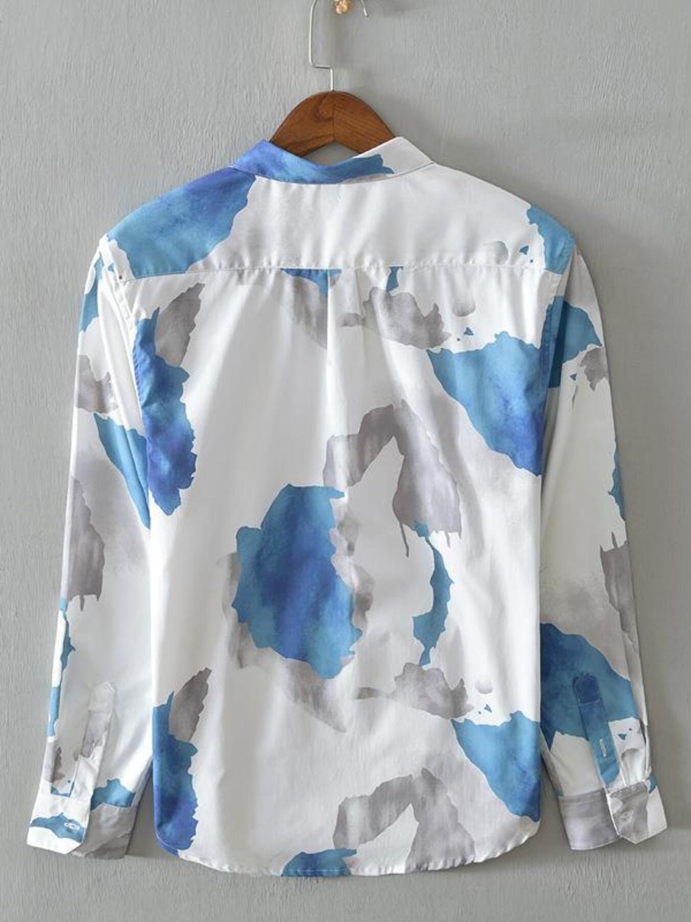 Men's Plus Size Printed Button Up Long Sleeve Shirt