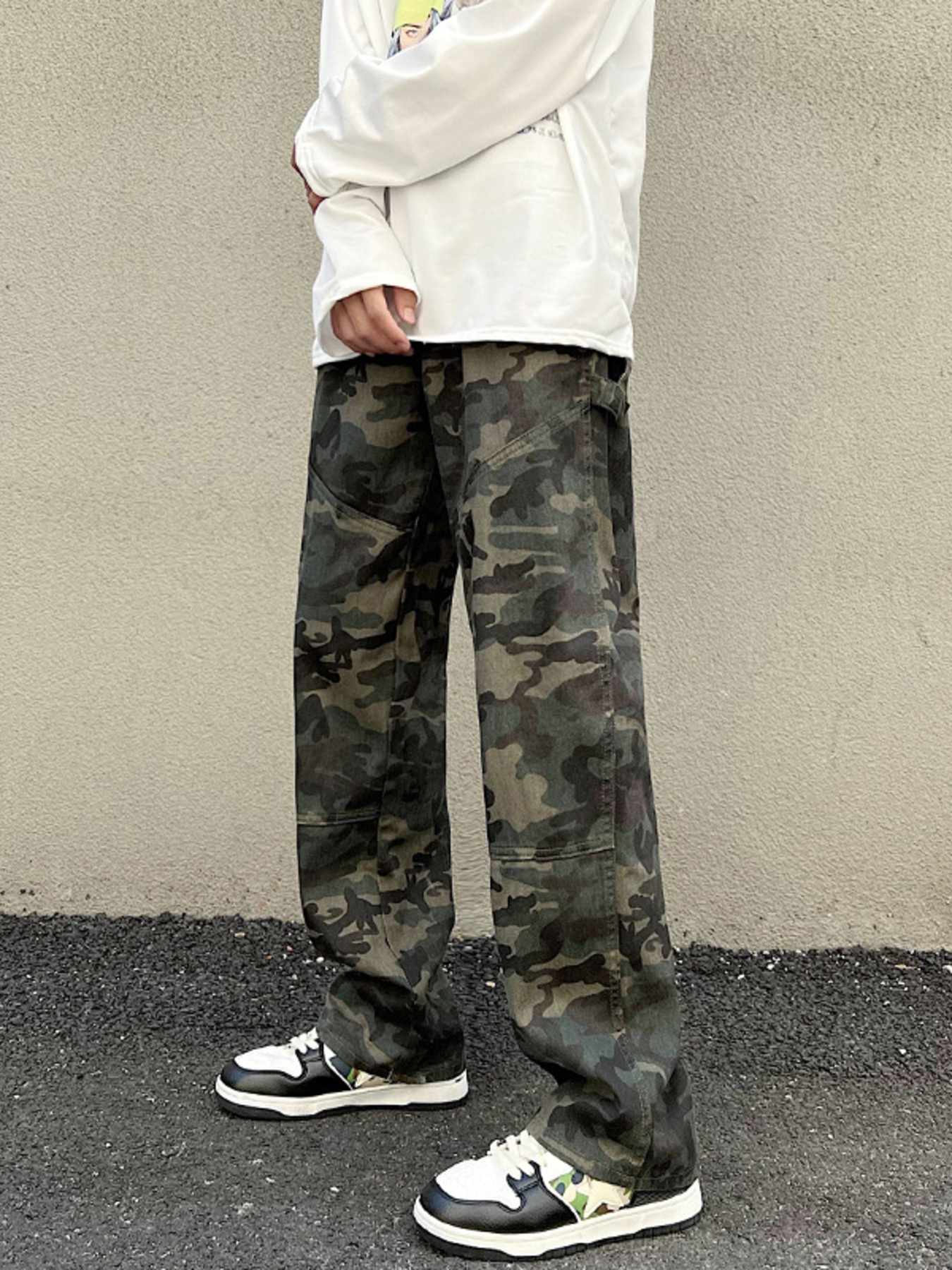 Men's Full Size Camouflage Loose Fit Jeans Plus Wize