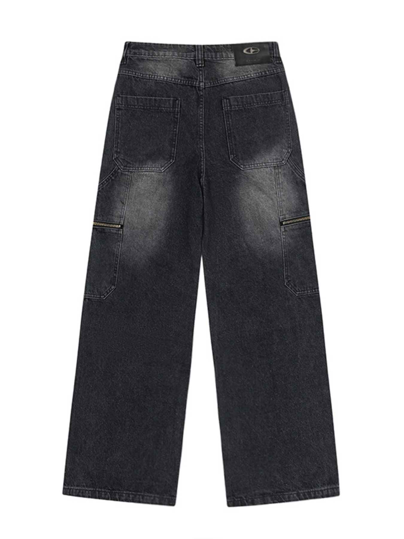 Men's Wide Leg Cargo Pocket Vintage Washed Jeans