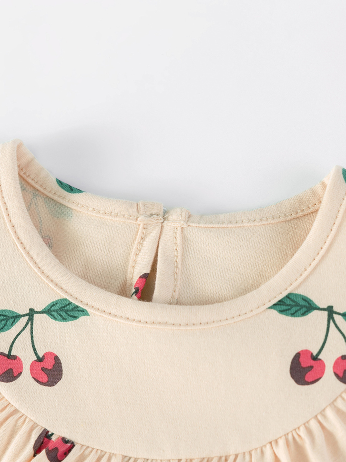 Children's Cherry Print Ruffle Neck Dress 3