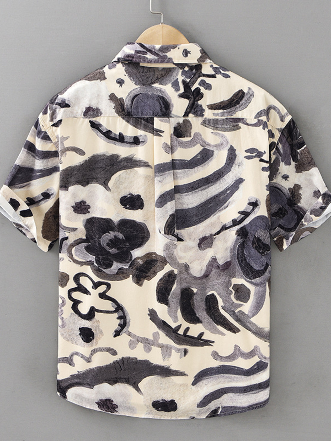 Men's Plus Size Printed Button Up Short Sleeve Shirt