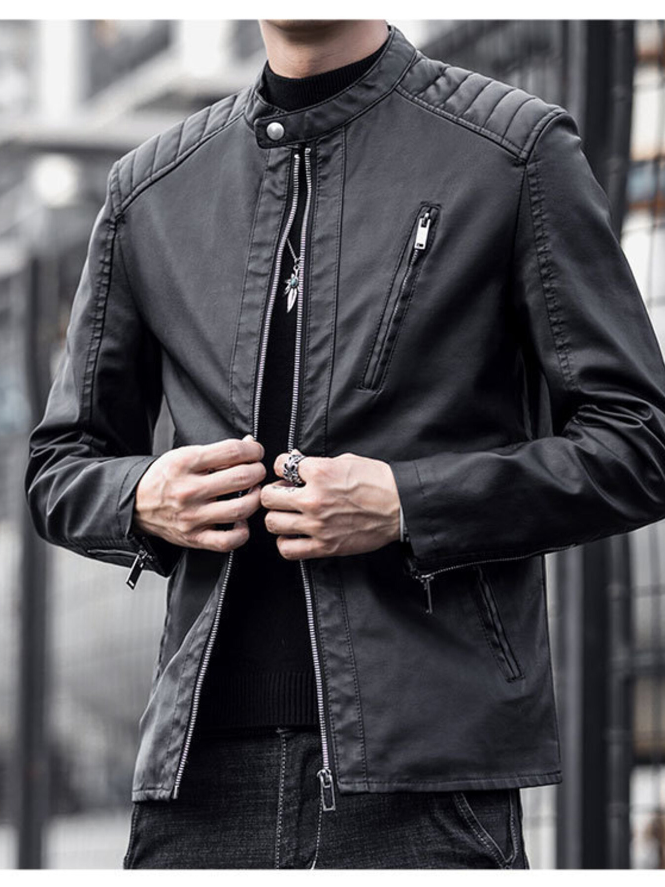 Men's Plus Size Zip Up Long Sleeve Jacket