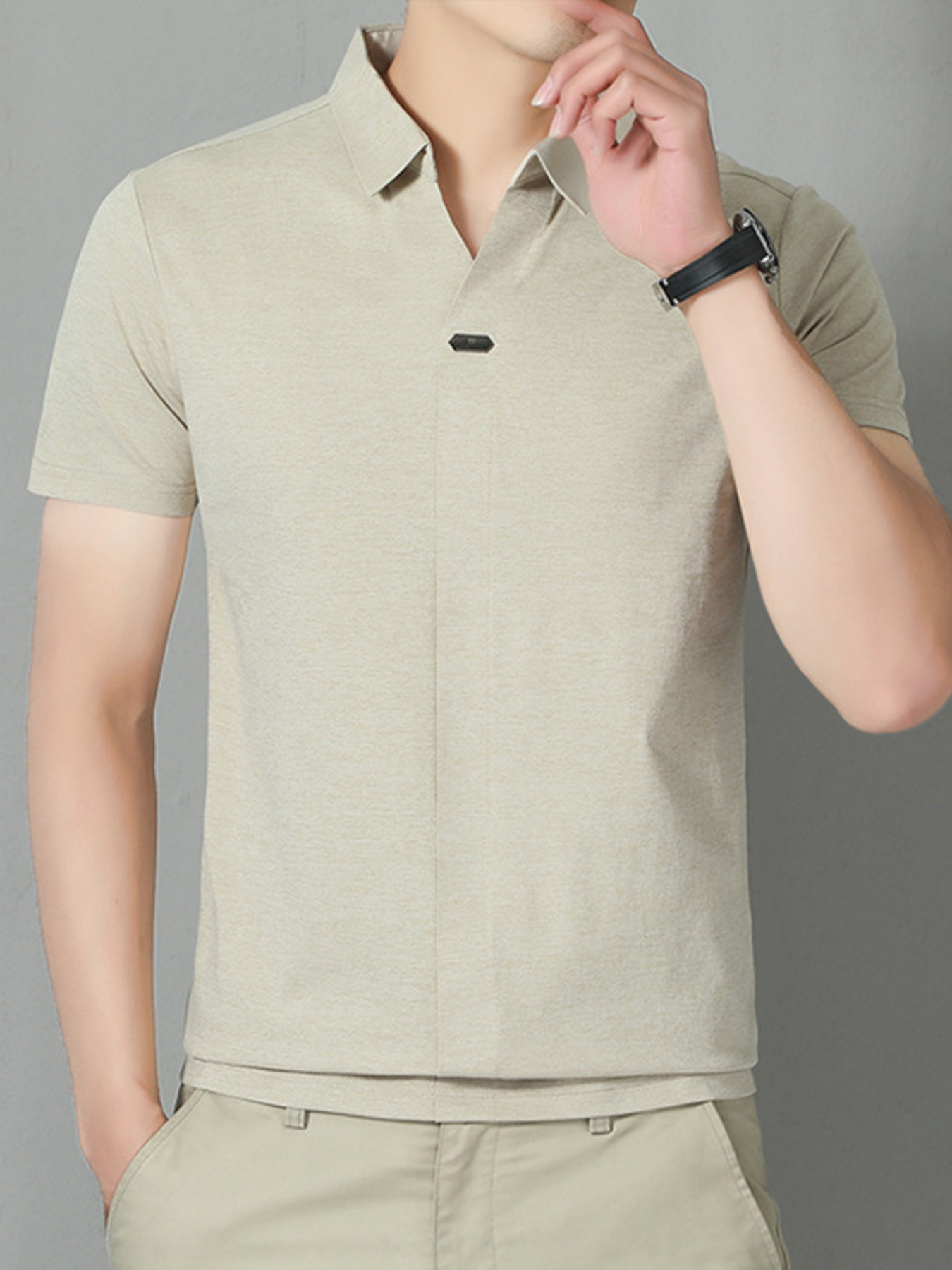 Men's Plus Size Collared Neck Short Sleeve Polo