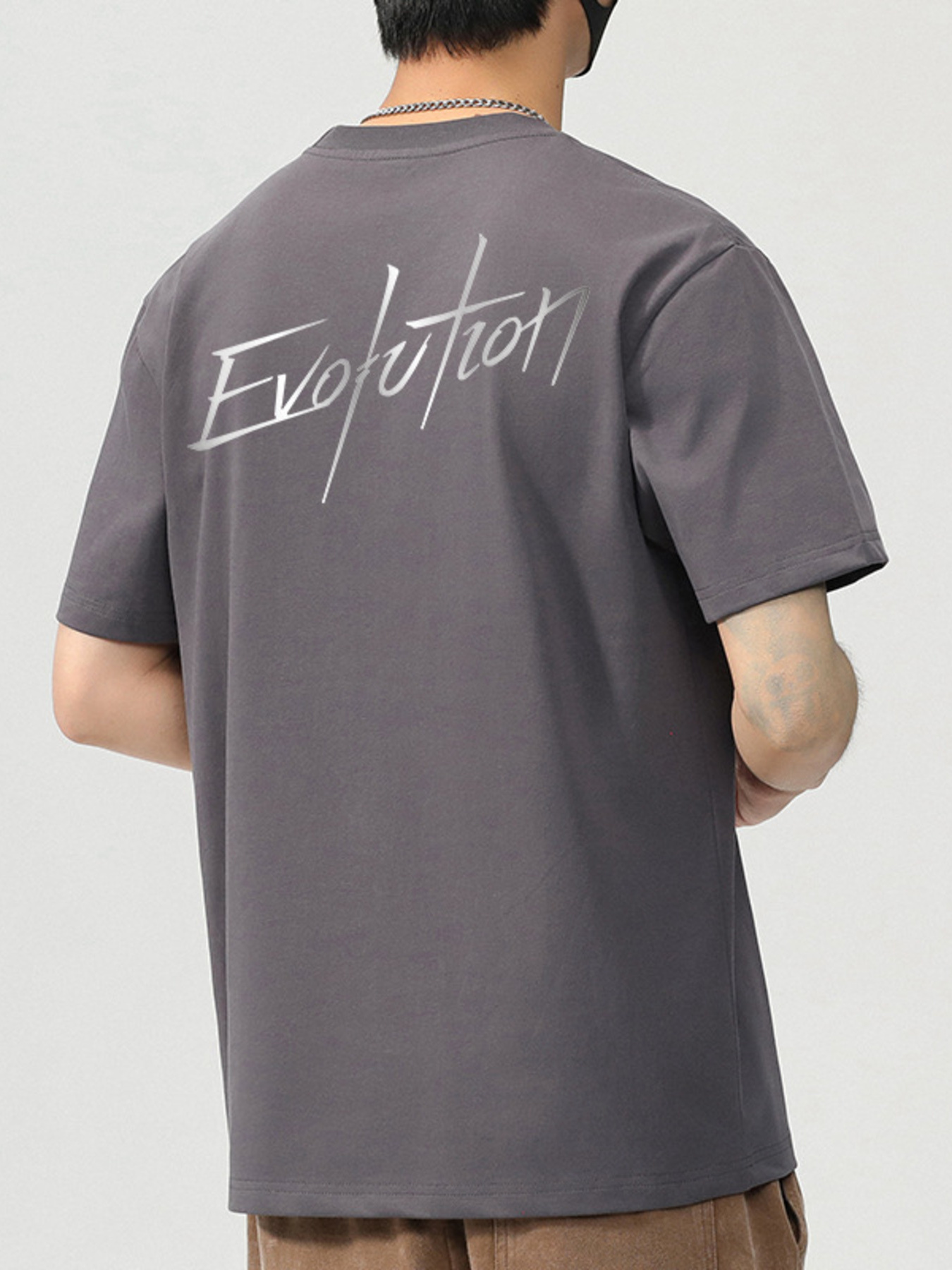 Men's Plus Size Letter Round Neck Short Sleeve T-Shirt