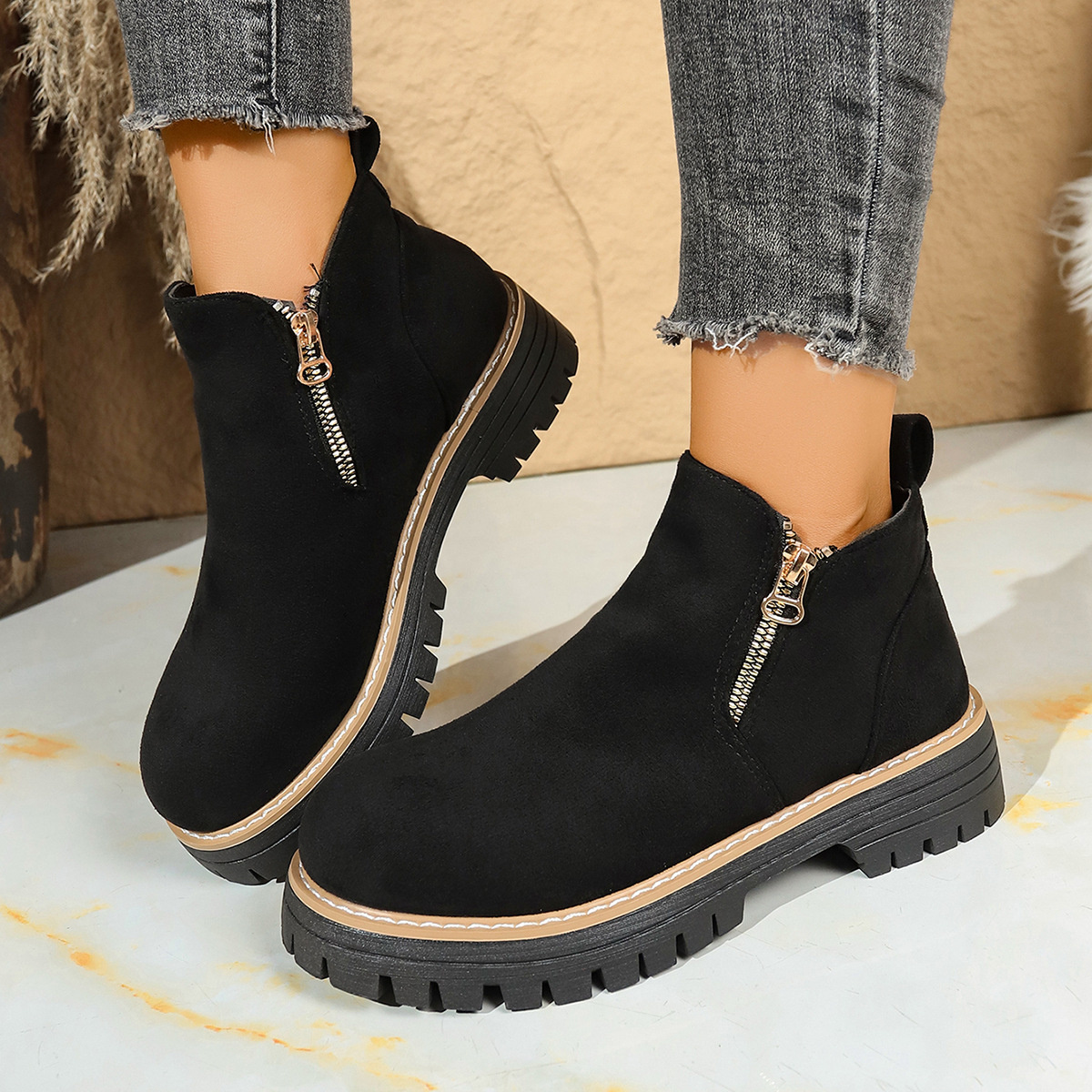 Round Toe Platform Boots