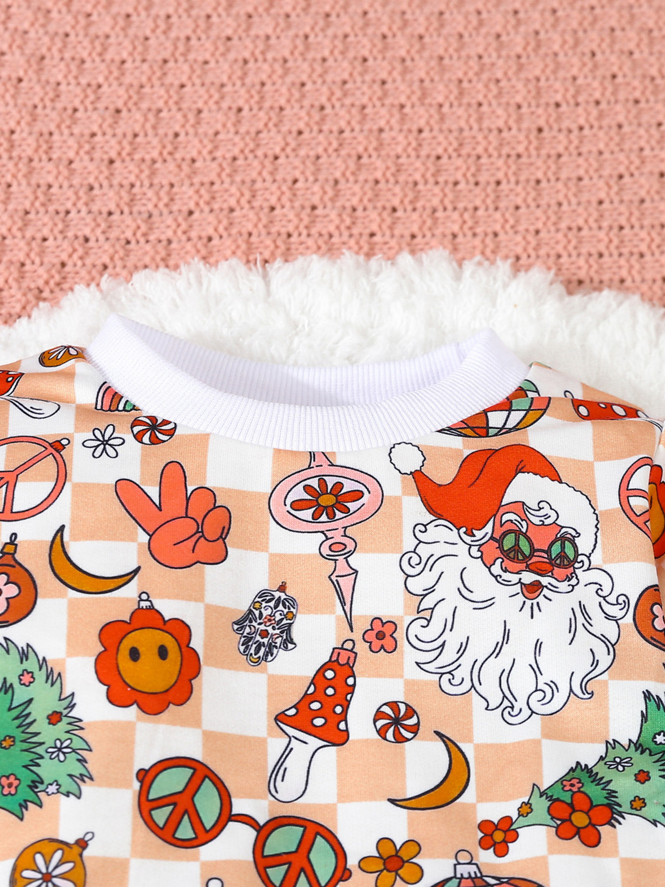 Children's Christmas Santa Print Long Sleeve Set