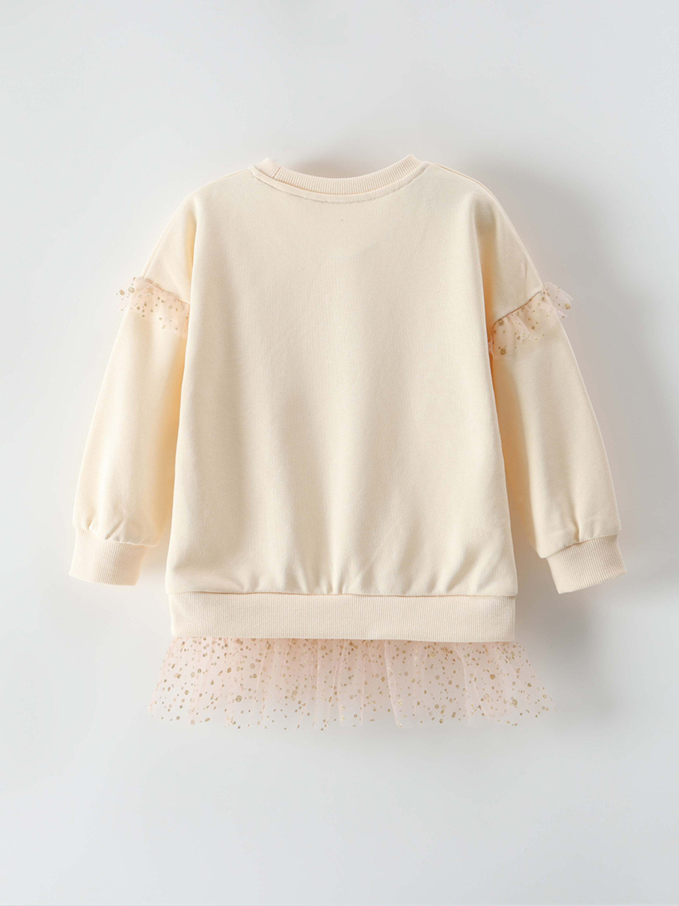 Children's Cartoon Animal Mesh Trim Sweatshirt