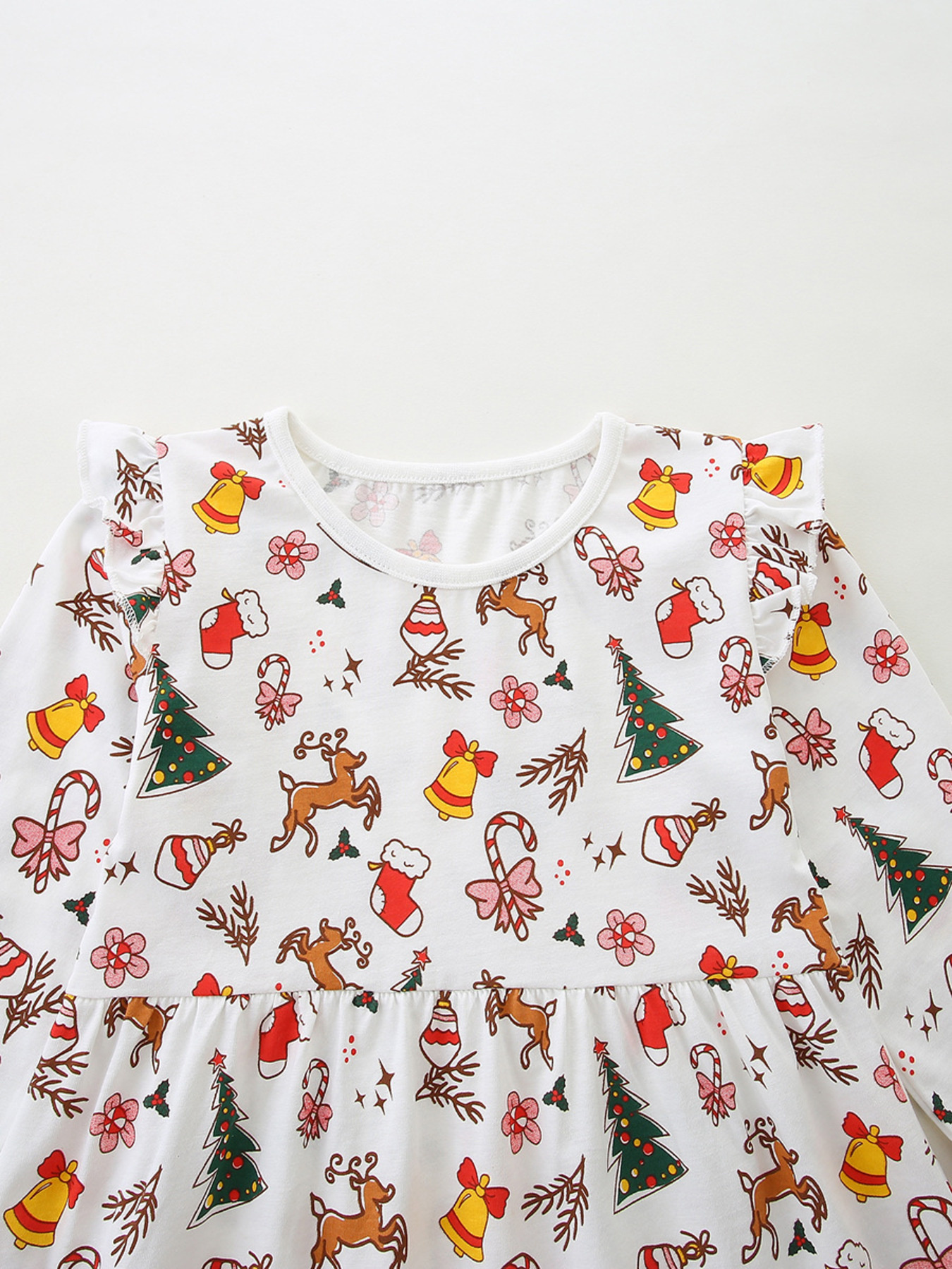 Children's Christmas Print Long Sleeve Dress