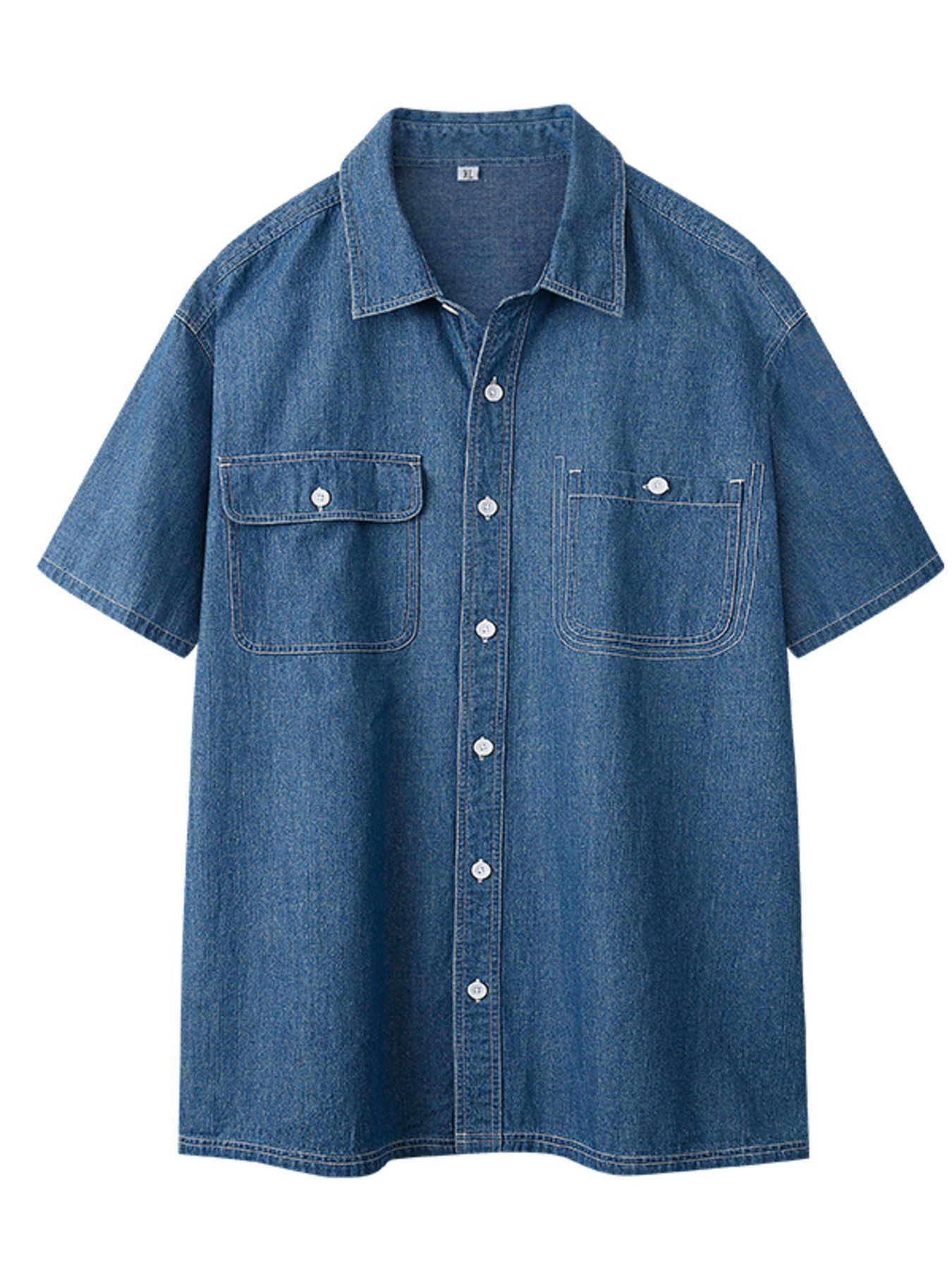 Men's Plus Size Casual Short Sleeve Denim Shirt