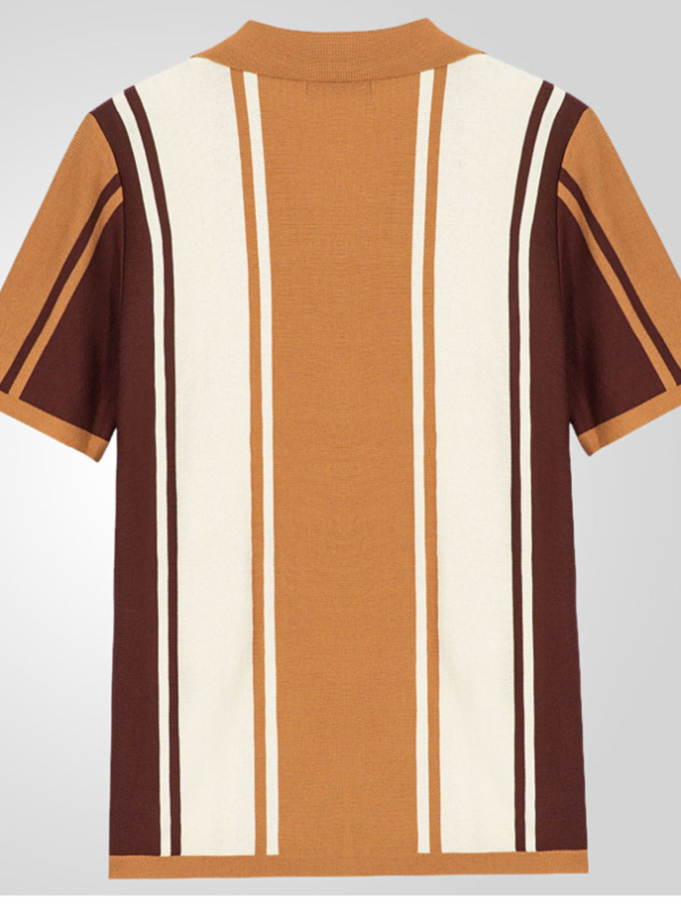 Men's Plus Size Striped Button Up Polo Shirt