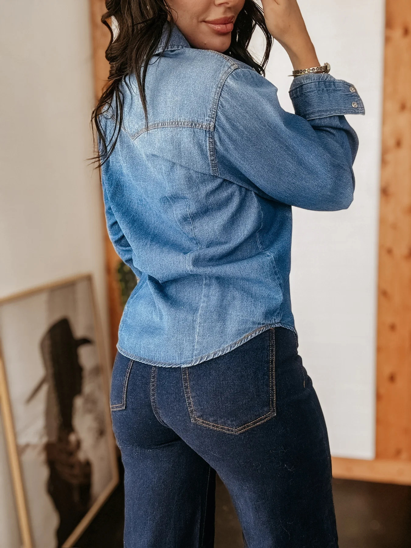 Washed Button Down Denim Shirt