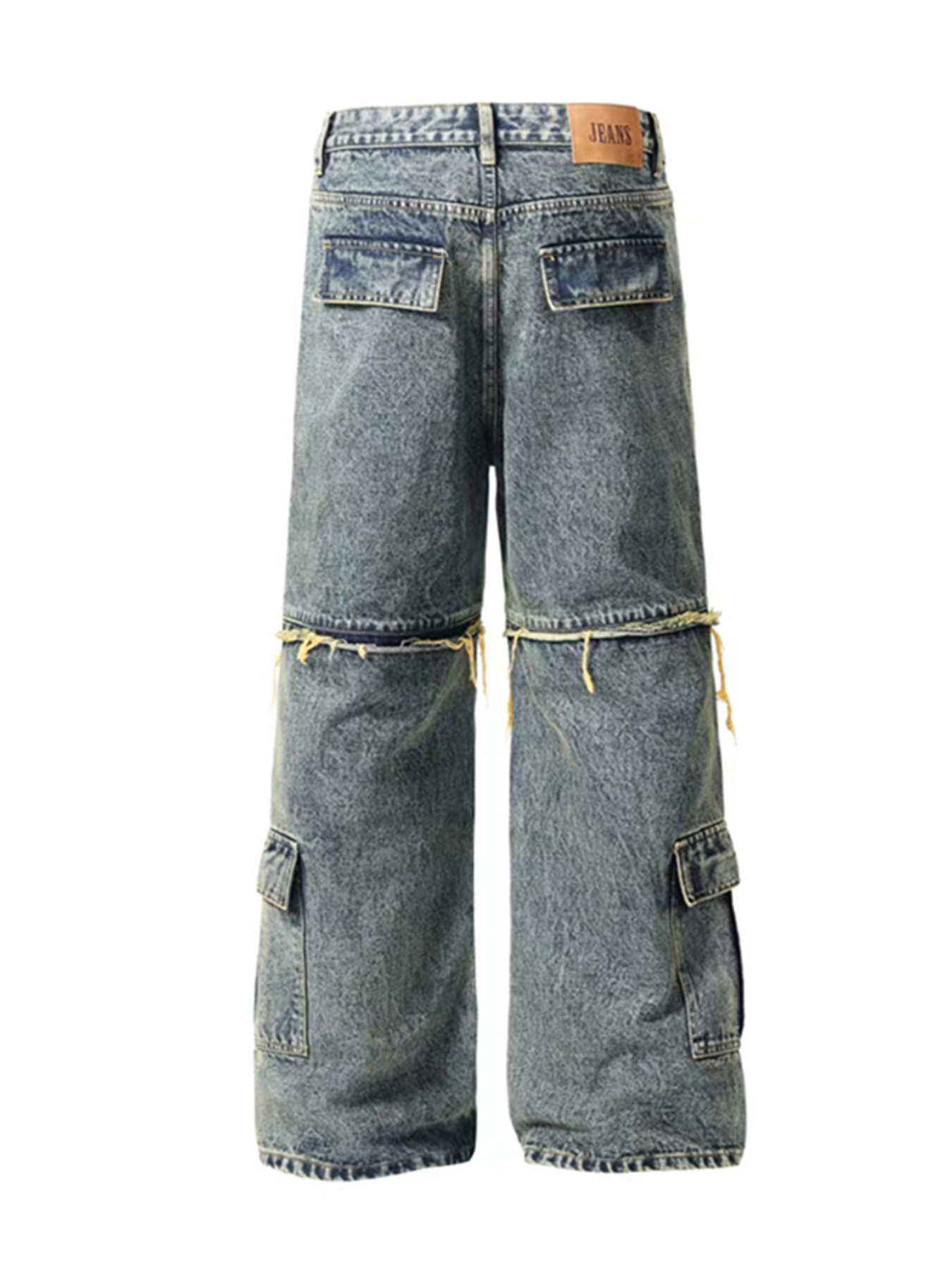 Men's Vintage Distressed Multi-Pocket Cargo Jeans