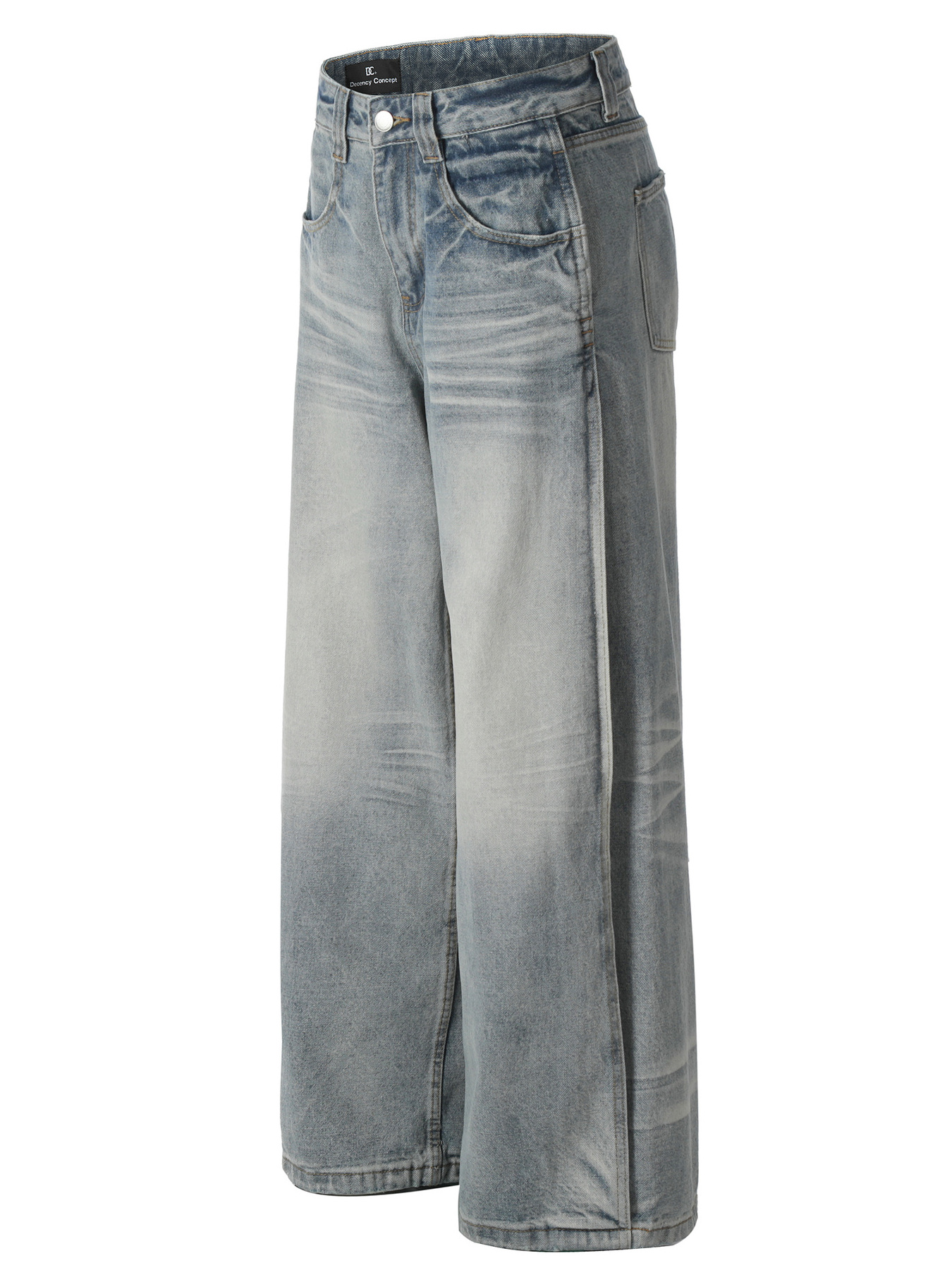 Men's Wide Leg Wash Denim Jeans