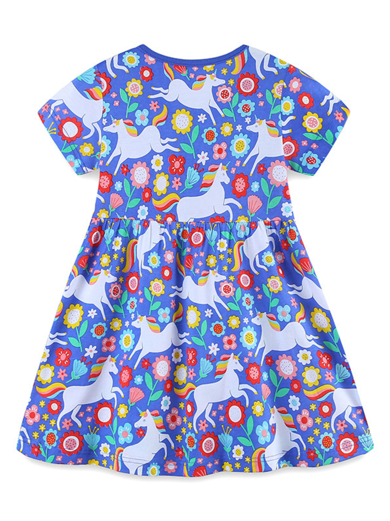 Children's Unicorn Floral Print Short Sleeve Dress 4