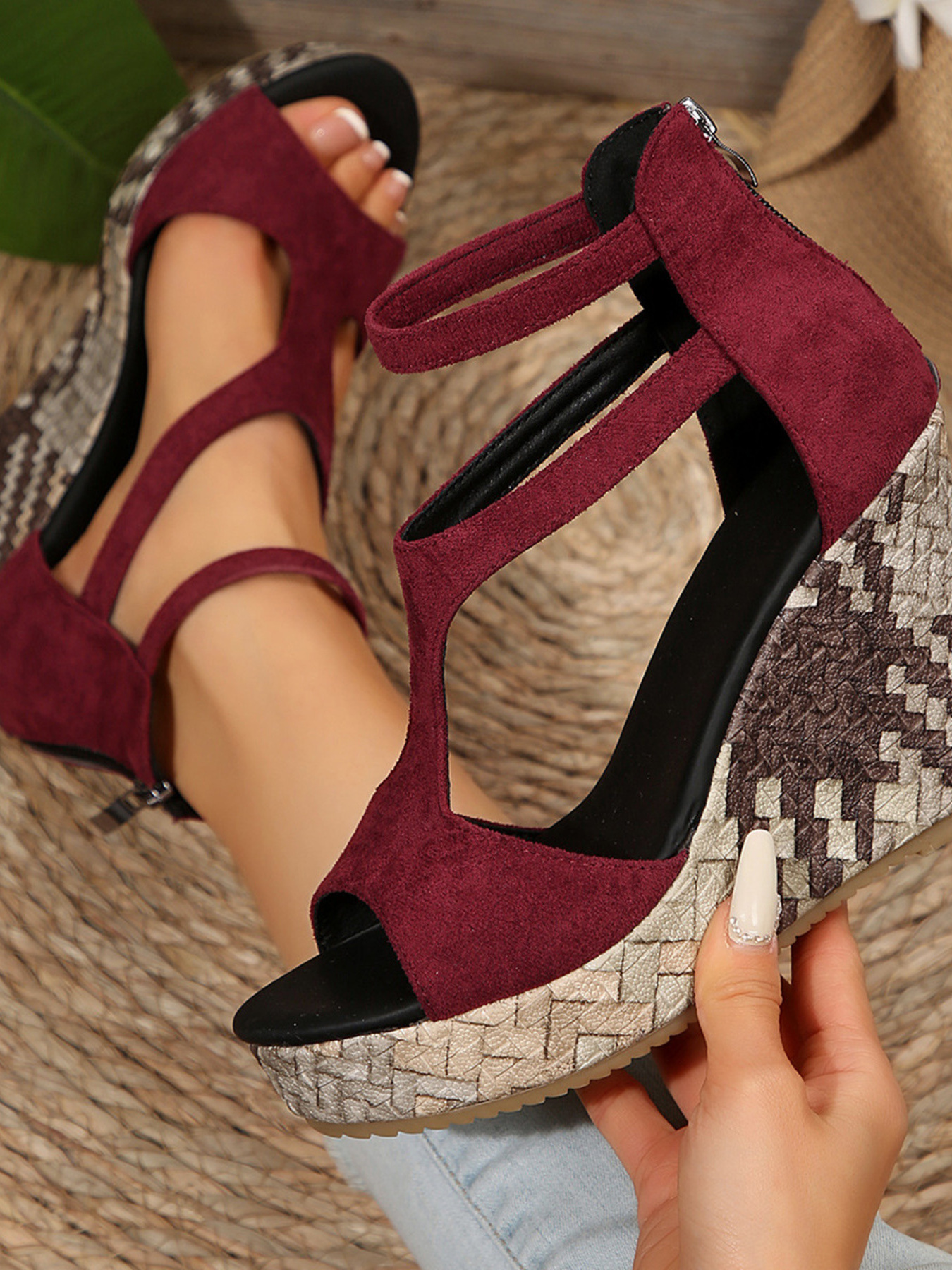 Cutout Wedge Platform Sandals