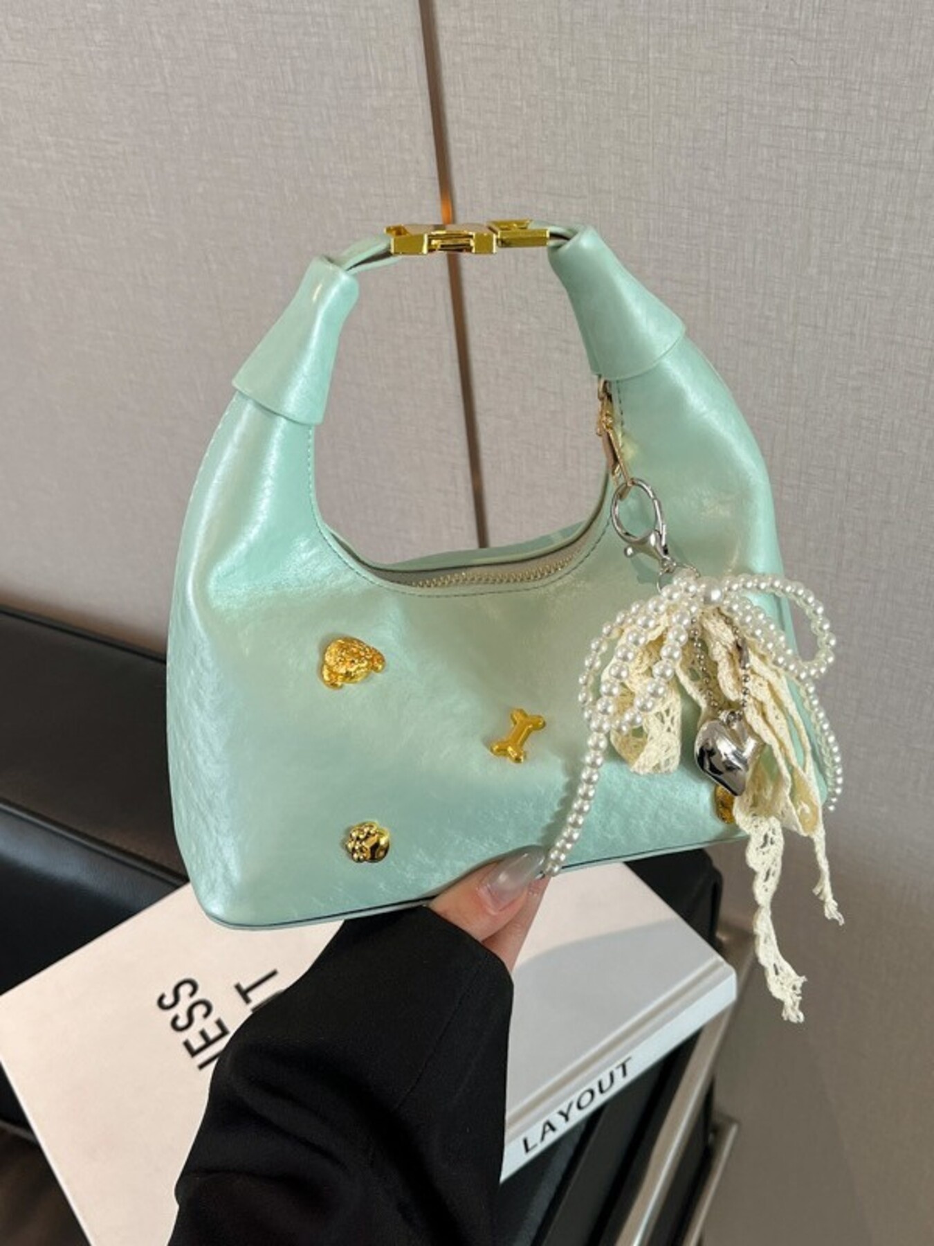 Embellished Hobo Crossbody Bag 1