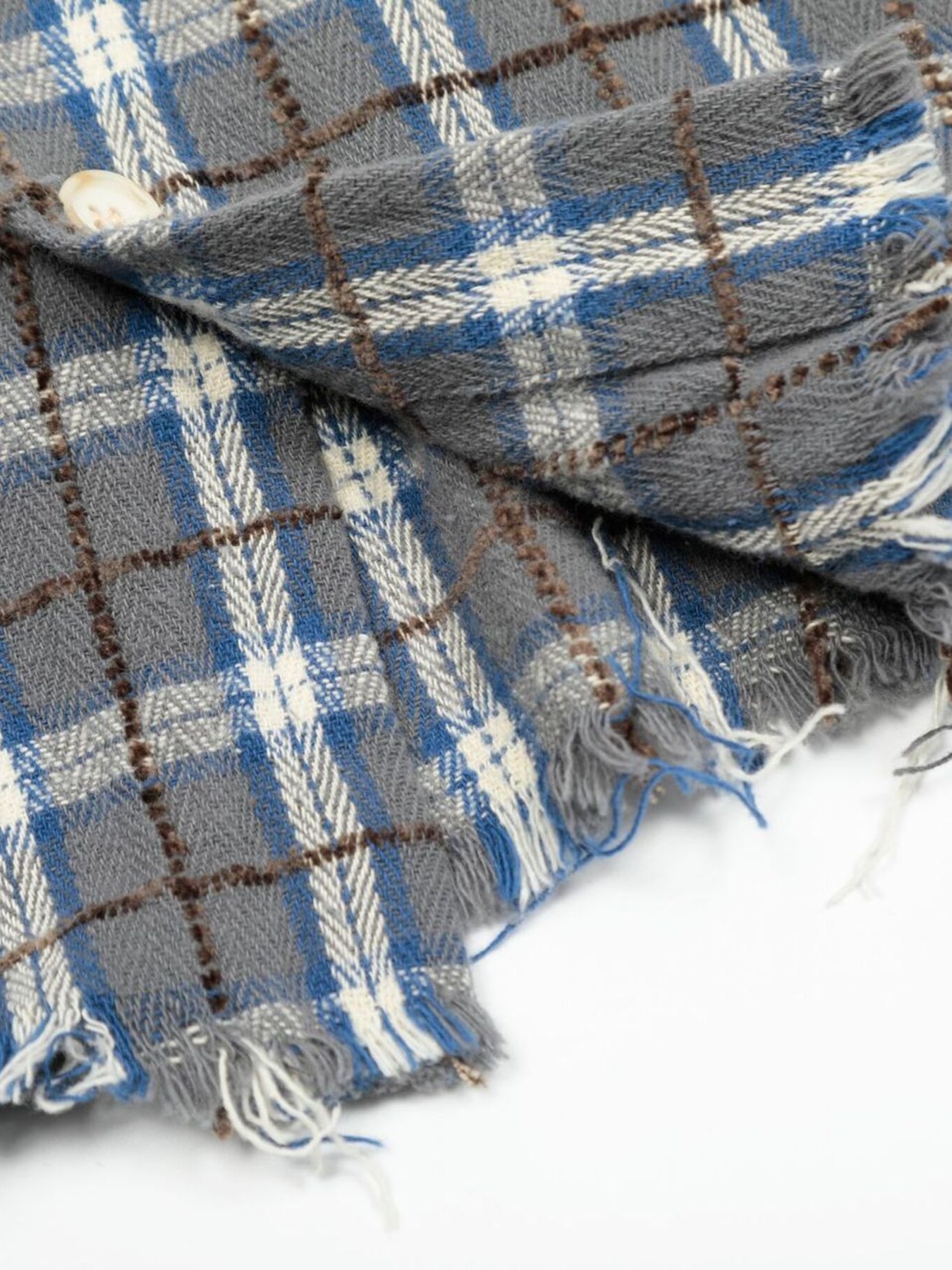 Men's Frayed Hem Plaid Check Short Sleeve Shirt