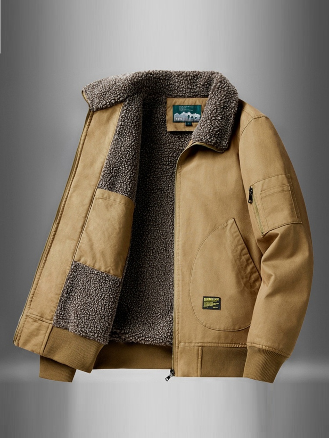 Men's Plus Size Zip Up Fur Collar Jacket