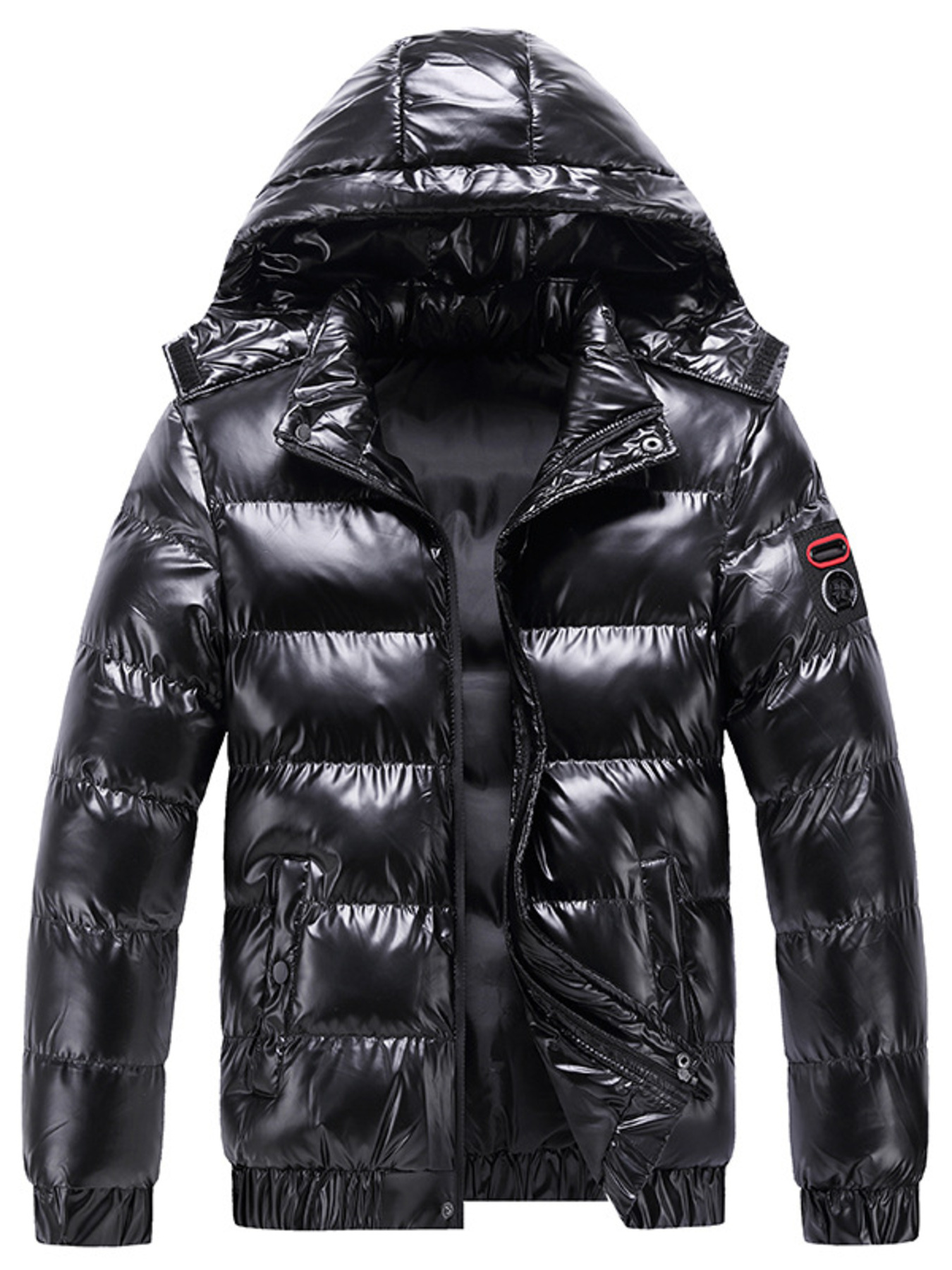 Men's Plus Size Zip Up Hooded Puffer Jacket