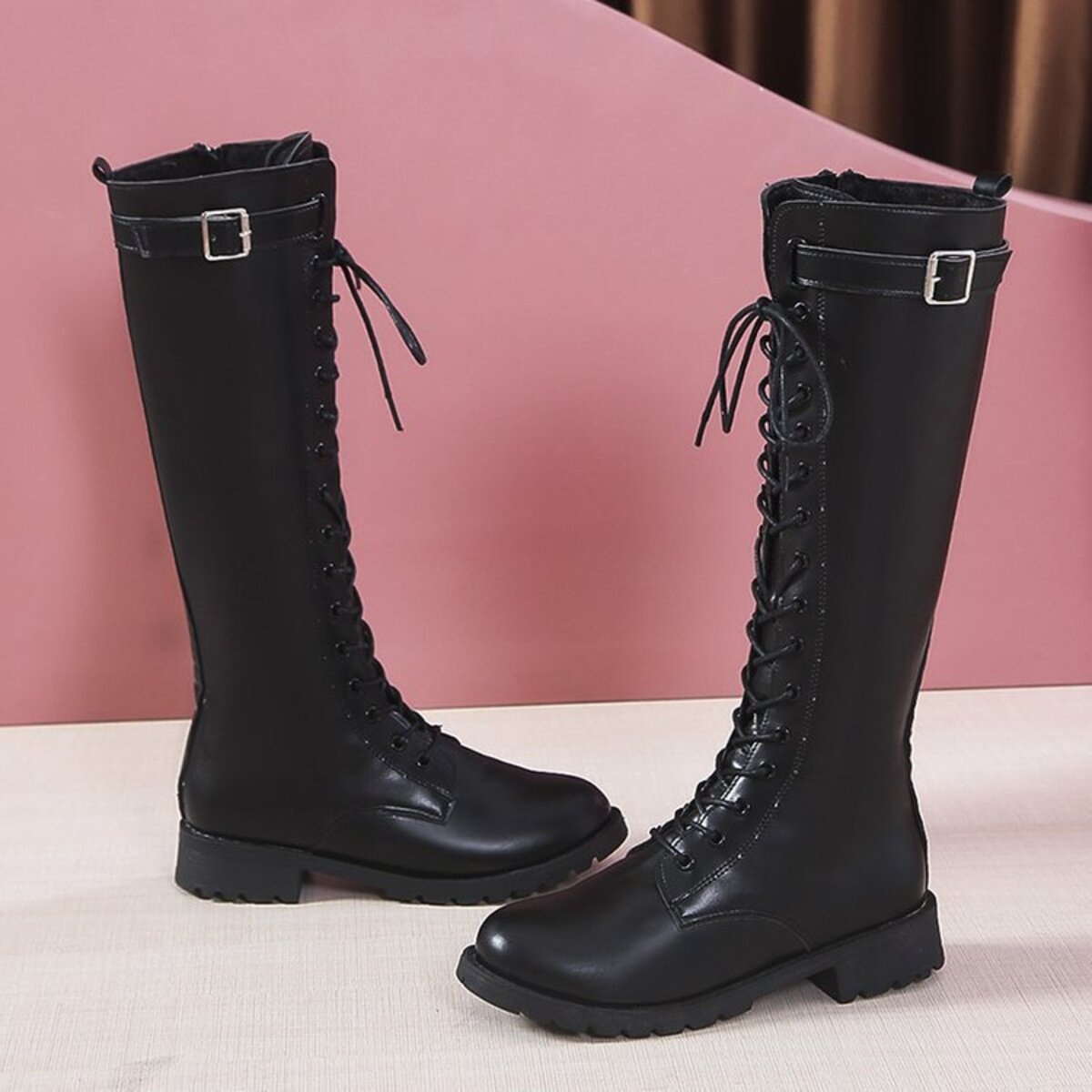 Leather Lace-Up Combat Boots