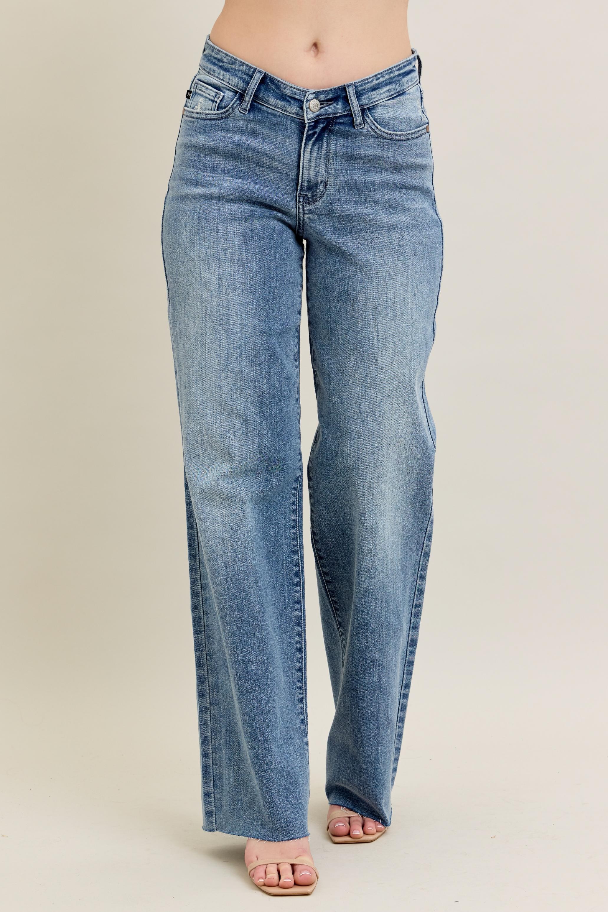 Full Size V - Front Baggy Jeans Plus Size
