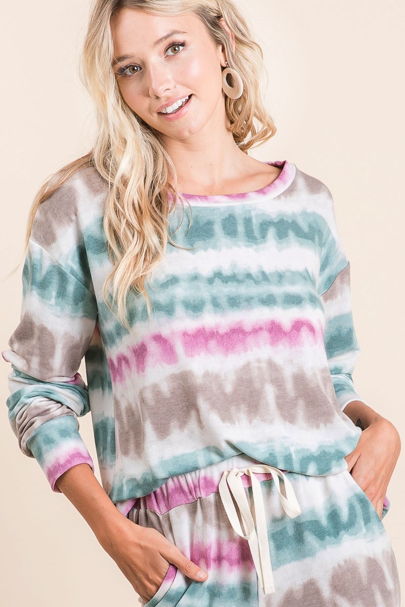 Tie Dye Print Terry Sweatshirt
