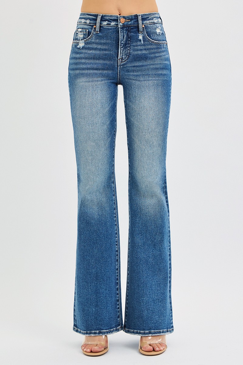 Full Size Tummy Control High Rise Flare Jeans Plus Size