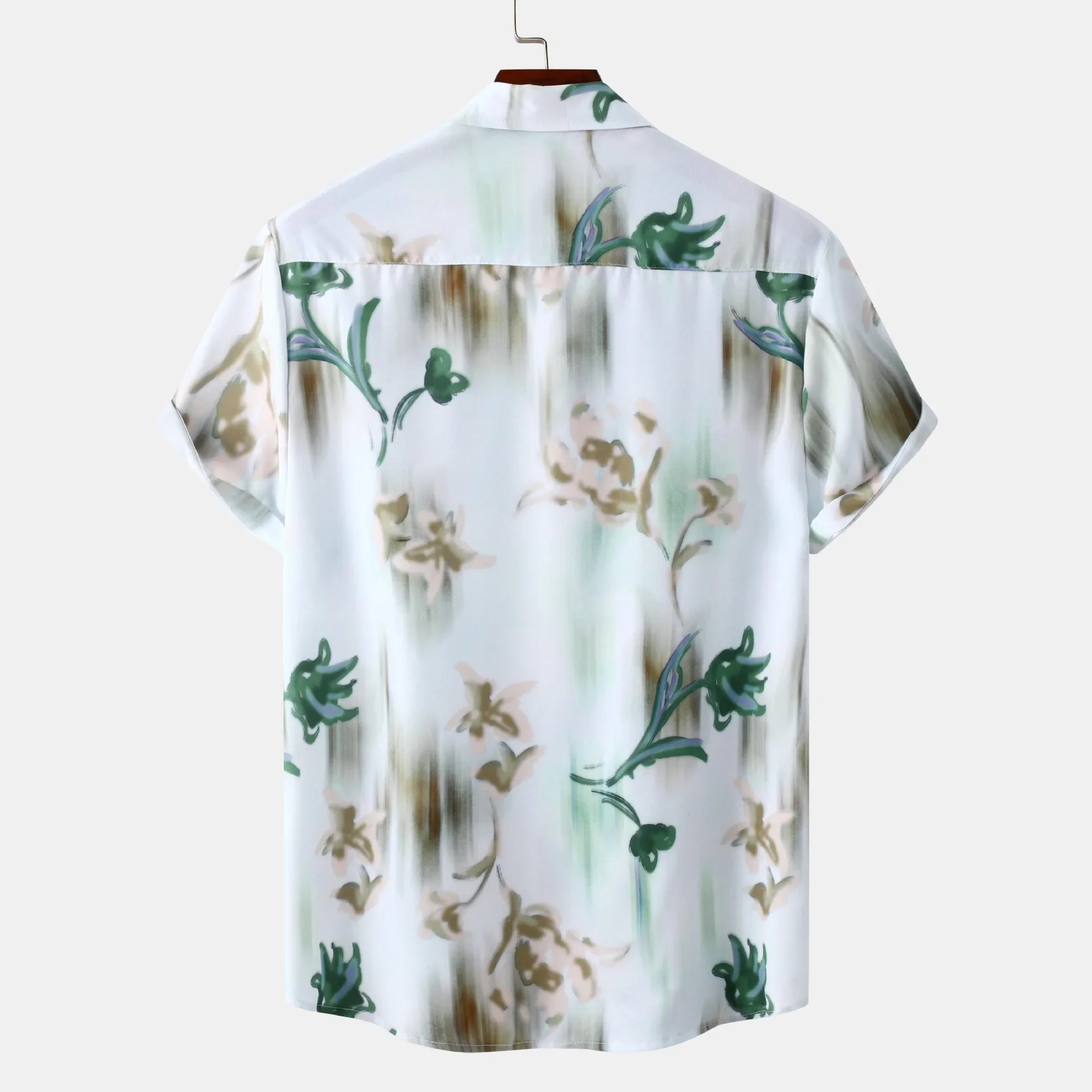 Men's Plus Size Printed Short Sleeve Button-Up Summer Shirt