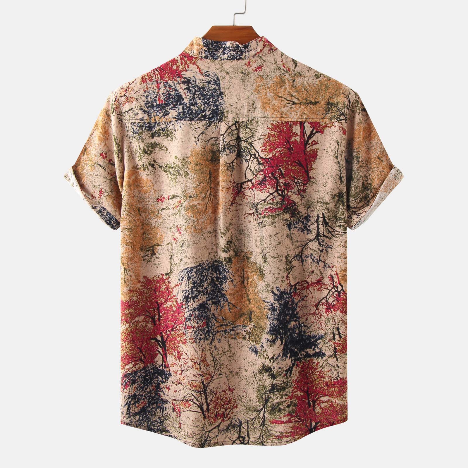 Men's Printed Button Detail Short Sleeve Blouse