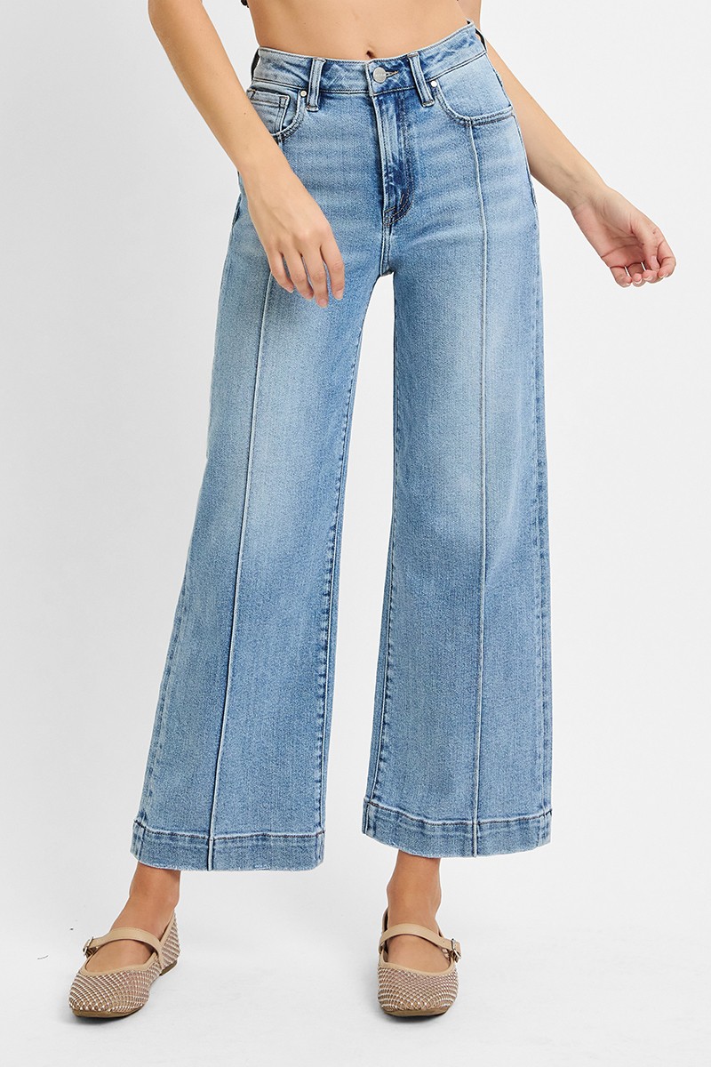 Full Size High Rise Crop Wide Leg Jeans Plus Size
