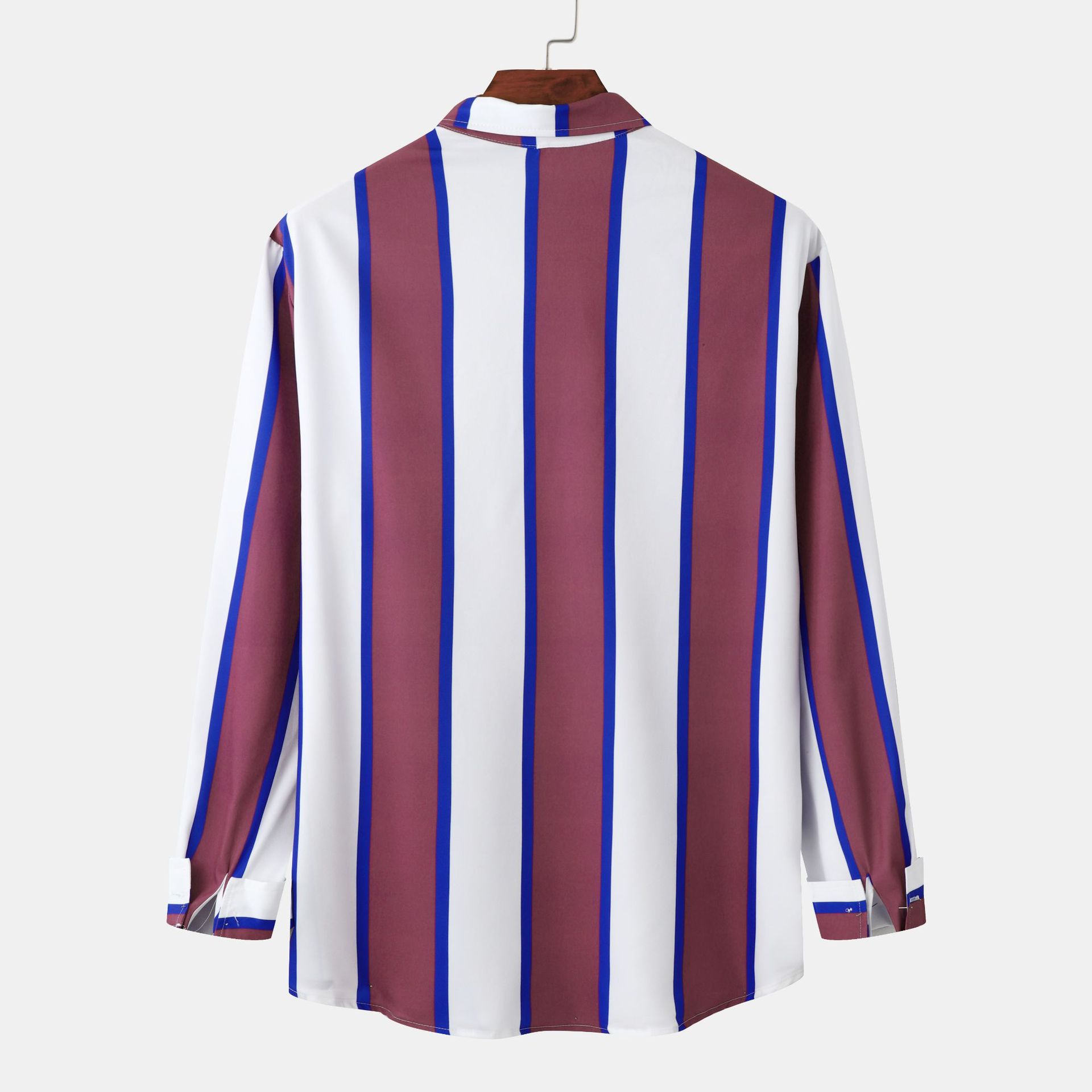 Men's Striped Button-Up Long Sleeve Casual Shirt